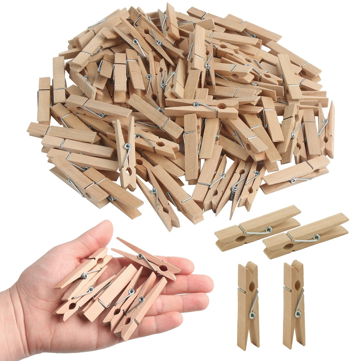 Kimober 2.36Inch Large Wooden Clothespins,Sturdy Natural Wooden Craft Peg Pins Clips For Hanging Photos,Paper Crafts,100Pcs