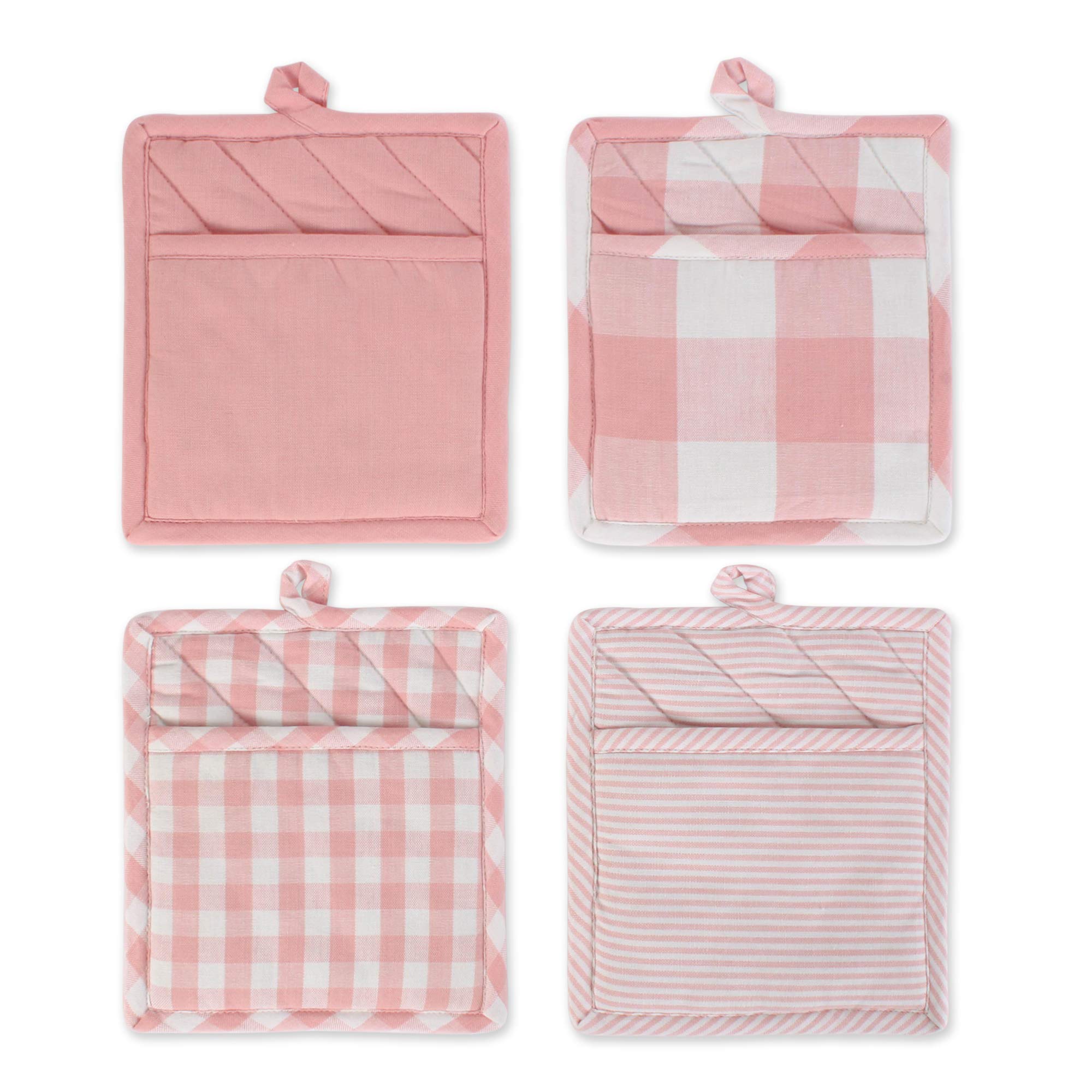 Dii Gingham Check Kitchen Collection, Pink, Potholder Set