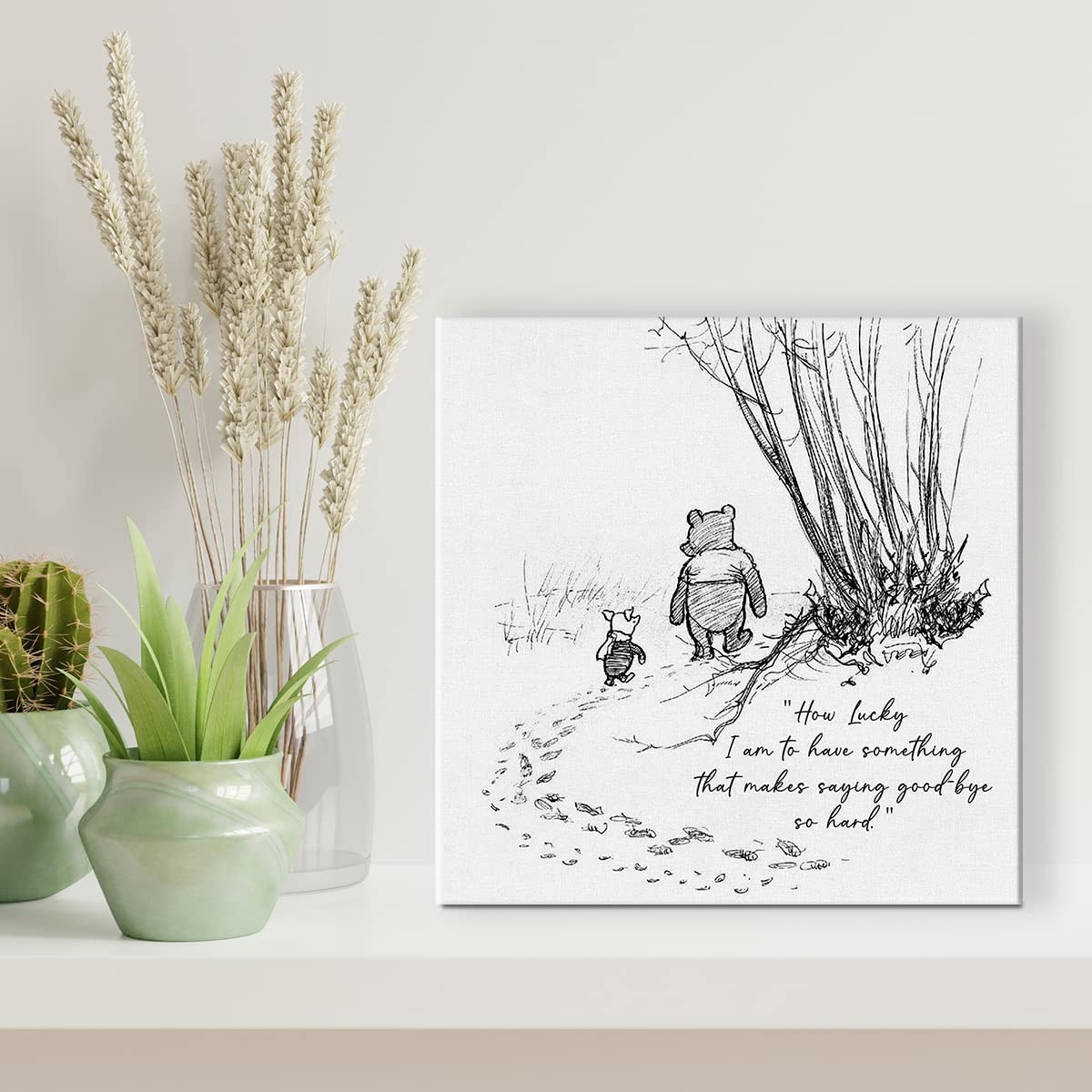 Classic Winnie The Pooh Quote Wall Art Decor How Lucky I Am To Have Something That Makes Saying Goodbye So Hard Canvas Painting