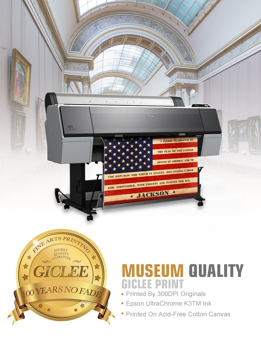 Ipic - American Flag, Personalized Canvas Print With Family Name And Oath, Custom Canvas Wall Art For Independent Day, Thanksgiv