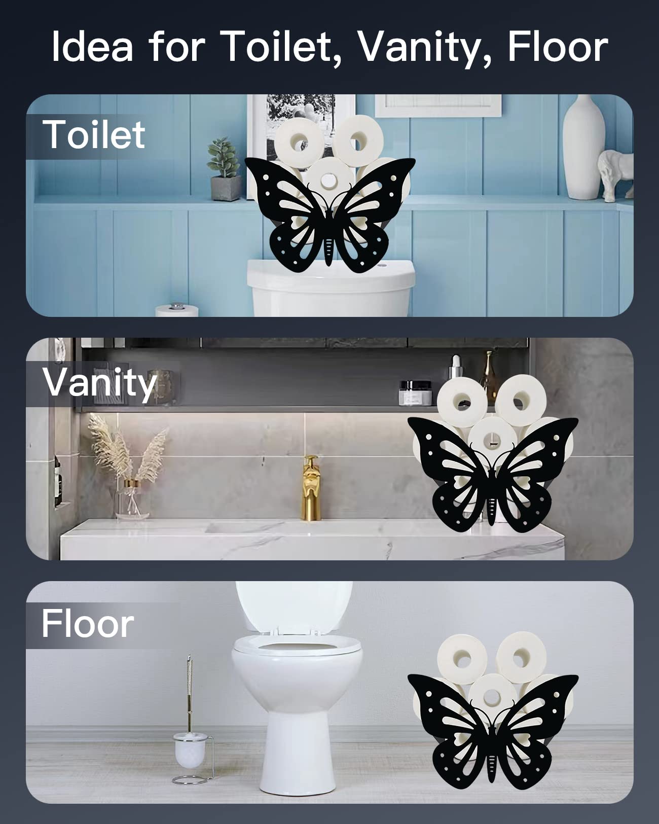 Butterfly Toilet Paper Holder Stand, Funny Animal Free Standing Toilet Roll Paper Storage, Bathroom Towel Tissue Organizer Floor