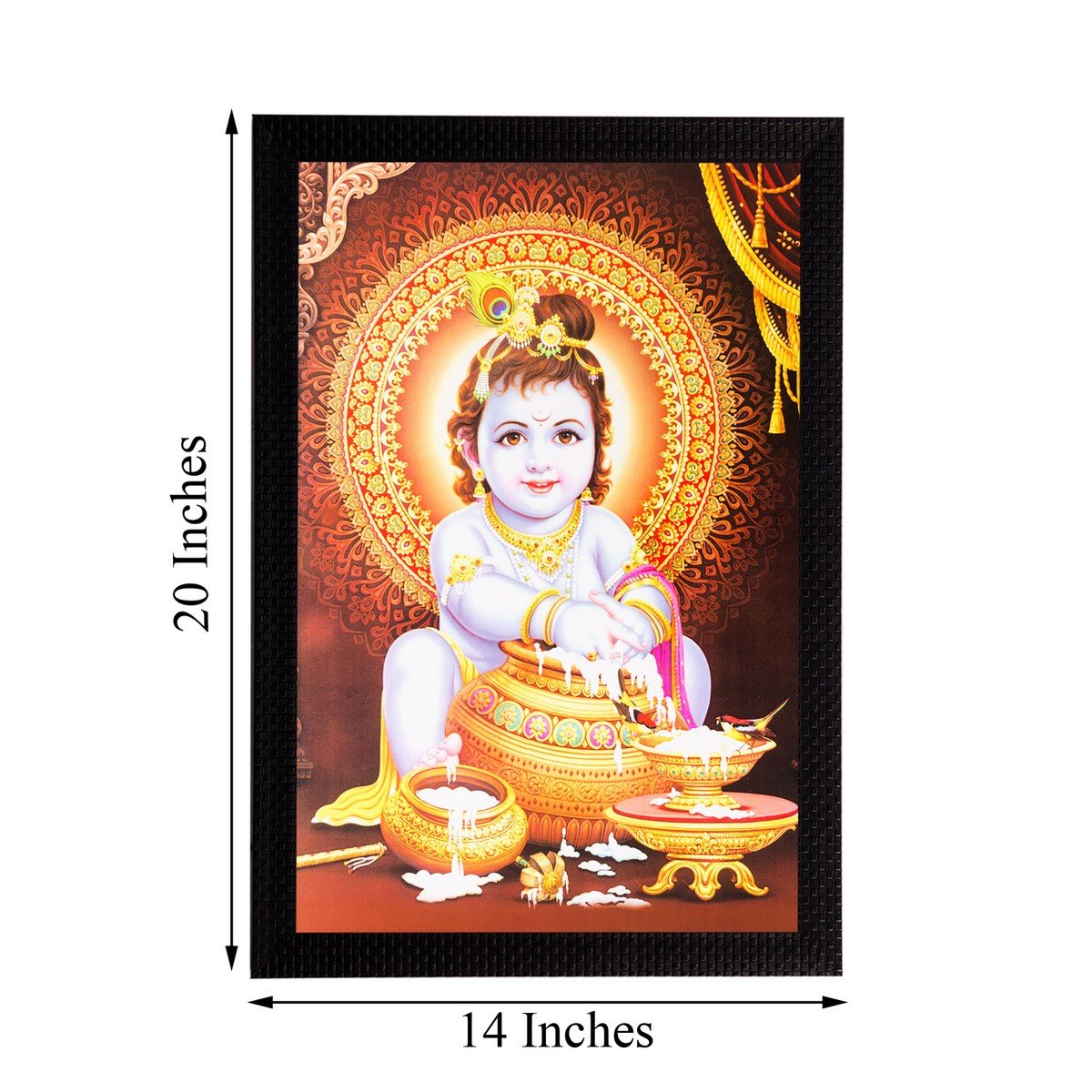 Ecraftindia Laddu Gopal Uv Art Painting (Synthetic Wood, 36 Cm X 51 Cm, Matt Textured, Fpgk1648)