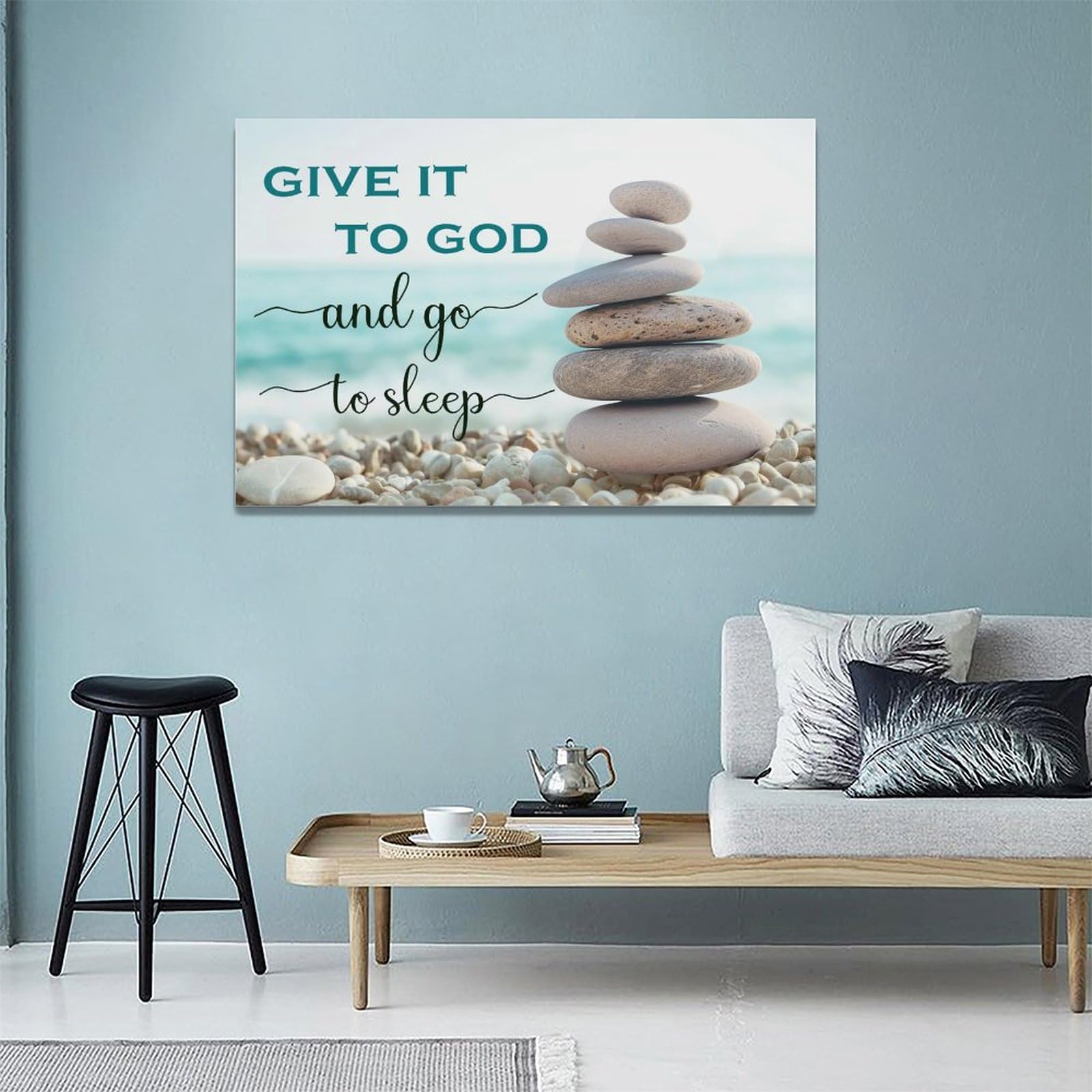 Scripture Wall Art Bible Verse Christian Gifts Canvas Give It To God Go To Sleep Wall Decor Inspirational Quote Prints Painting