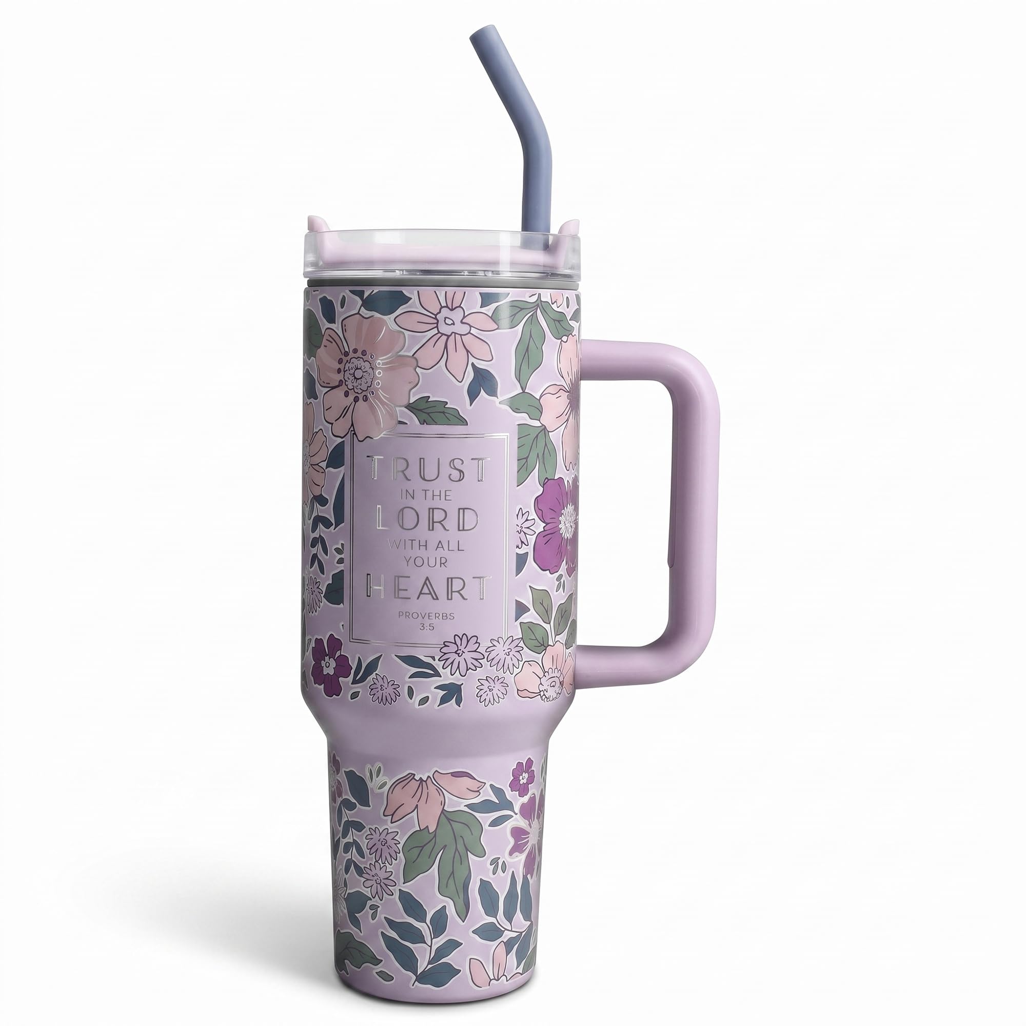 Christian Art Gifts Extra Large Double Wall Stainless Steel Insulated Travel Tumbler for Women: Trust in the Lord Scripture, Twi