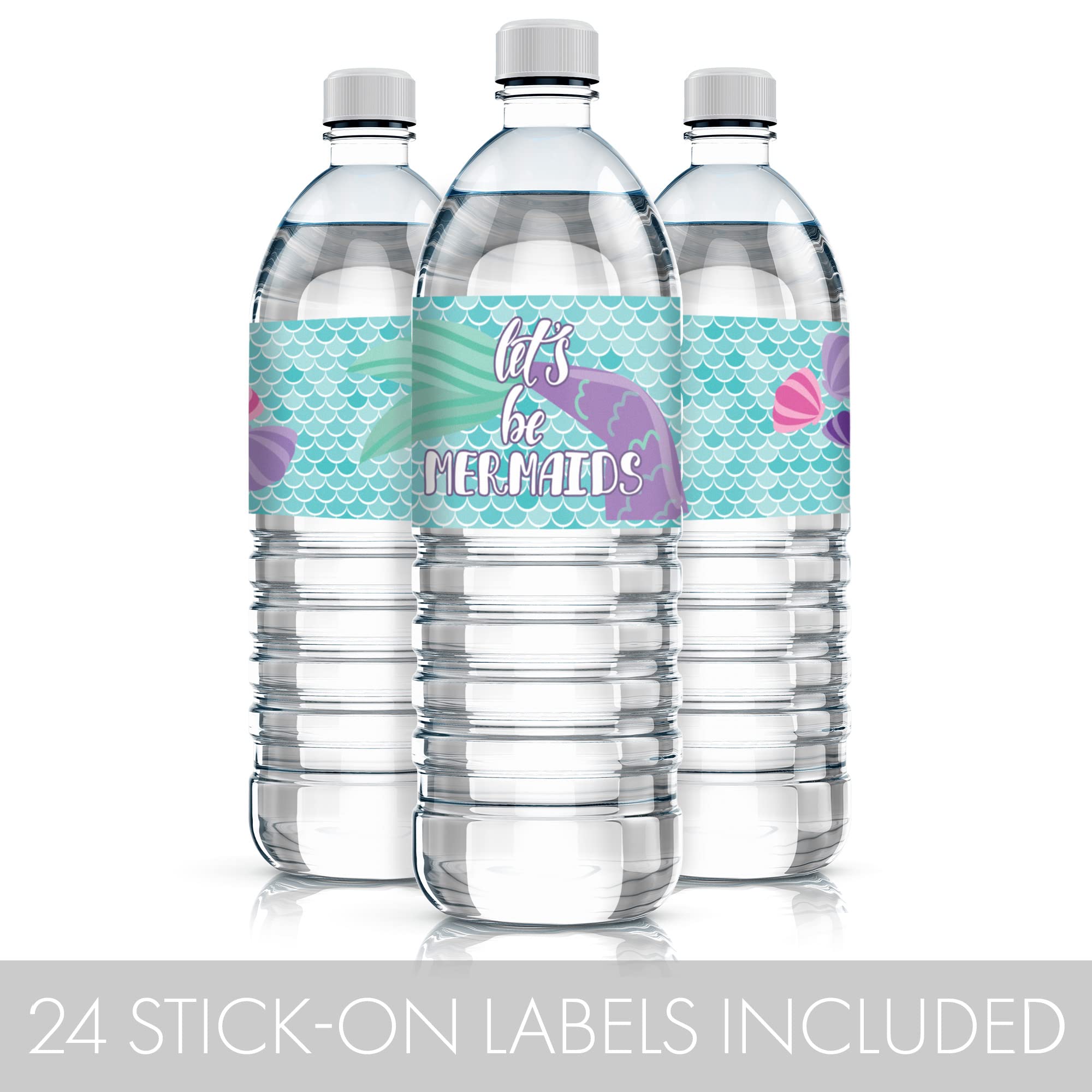 Mermaid Party Water Bottle Labels, 24 Stickers