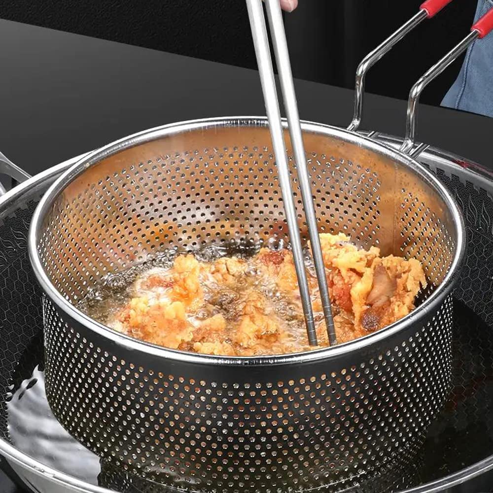 Tenta Kitchen 18/8(304) Stainless Steel Large Fine Mesh Strainer Micro-Perforated Flat Buttom Colander Stainless Steel Punched -