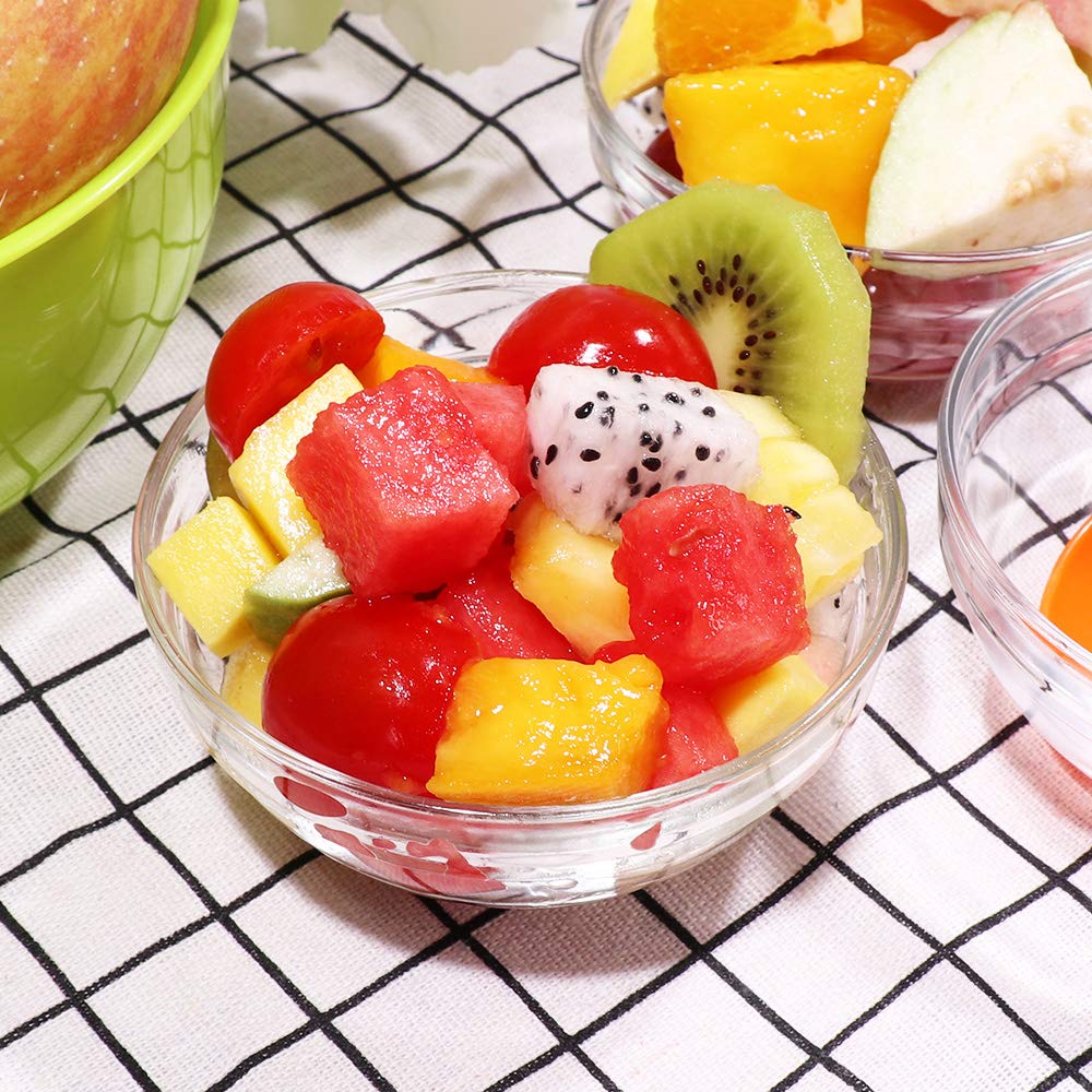Szuah 3.5 Inch Small Glass Bowls 12 Pack Prep Bowls Serving Bowls 4.5 Oz Microwavable Stackable Clear Glass Bowls For Kitchen, D