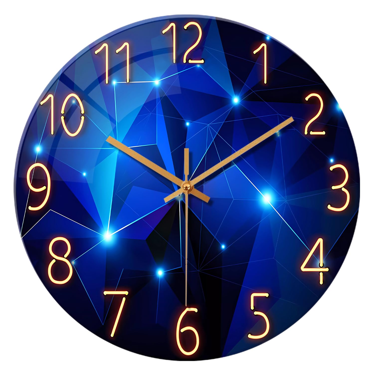 Constantplanet Extra Large Wall Clocks For Living Room Decor 24 Inch - Glass Blue Clock Battery Operated - Analog Silent Wall Cl