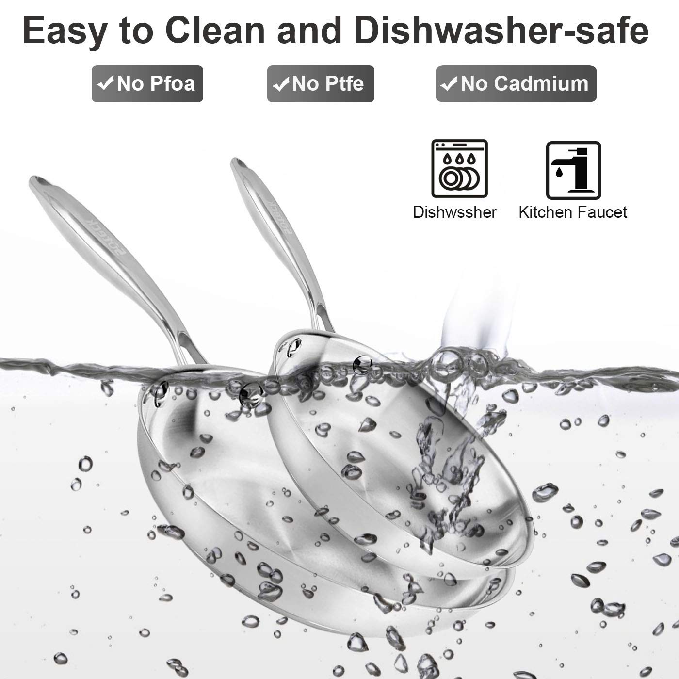 Fry Pan Set Of 2 | 8'' & 10'' Tri-Ply Stainless Steel Frying Pan, Oven & Dishwasher Safe Classic Cooking Pan Cookware