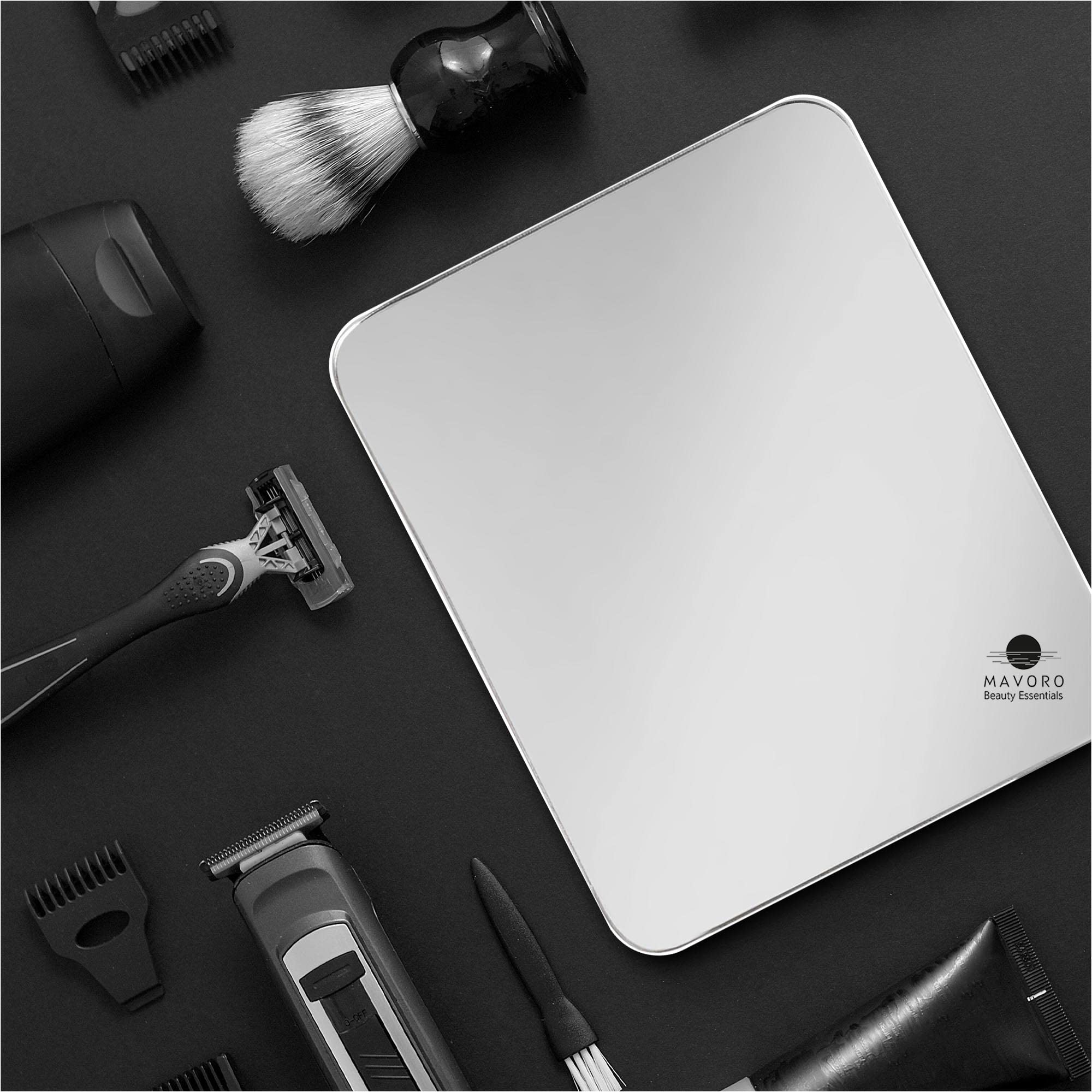 Mavoro Shaving Mirror for Shower - 3M Adhesive Shower Mirror 7x9in Acrylic Mirror - Unbreakable Mirror with Less Fogging Sleek Frameless Mirror Peel and Stick Mirror  glassless Safety Kids Mirror