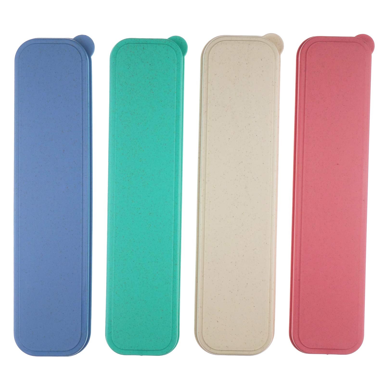 Zelerdo 4 Pack Portable Travel Tableware Storage Box Case For Cutlery Kit (Blue Green Beige Pink)