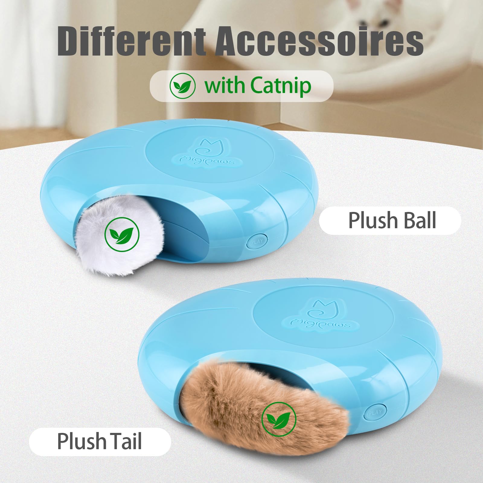 Migipaws Cat Toys Interactive Fluffy Ball Squeak Hide And Seek In A Mice Hole Smart Kitten Teaser Automatic Timer On Off Plush F