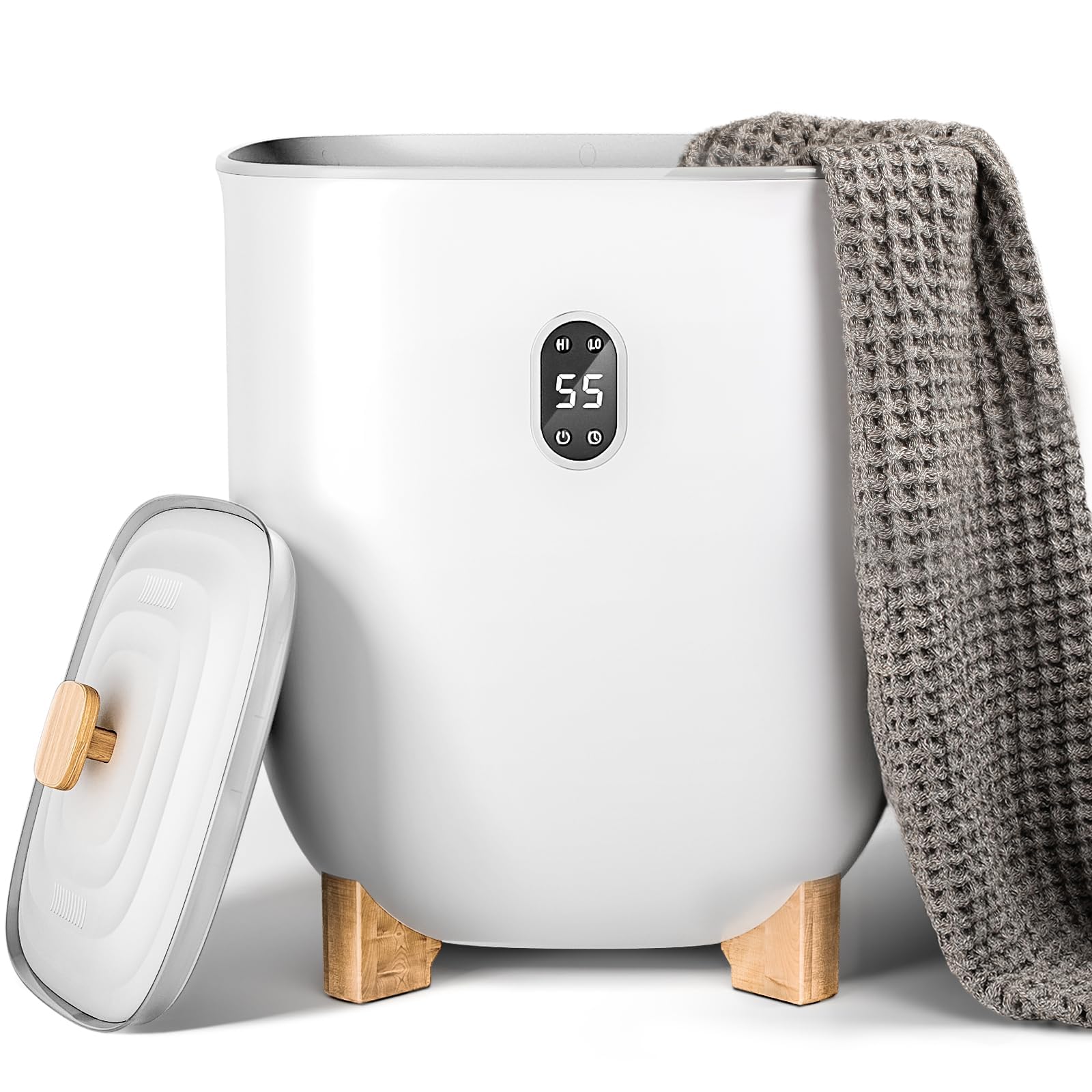 Aglucky Towel Warmer For Bathroom, 25L Large Towel Warmers Bucket With 2 Heating Modes, Lcd Screen, 20/40/60/90 Min Auto Shut-Of