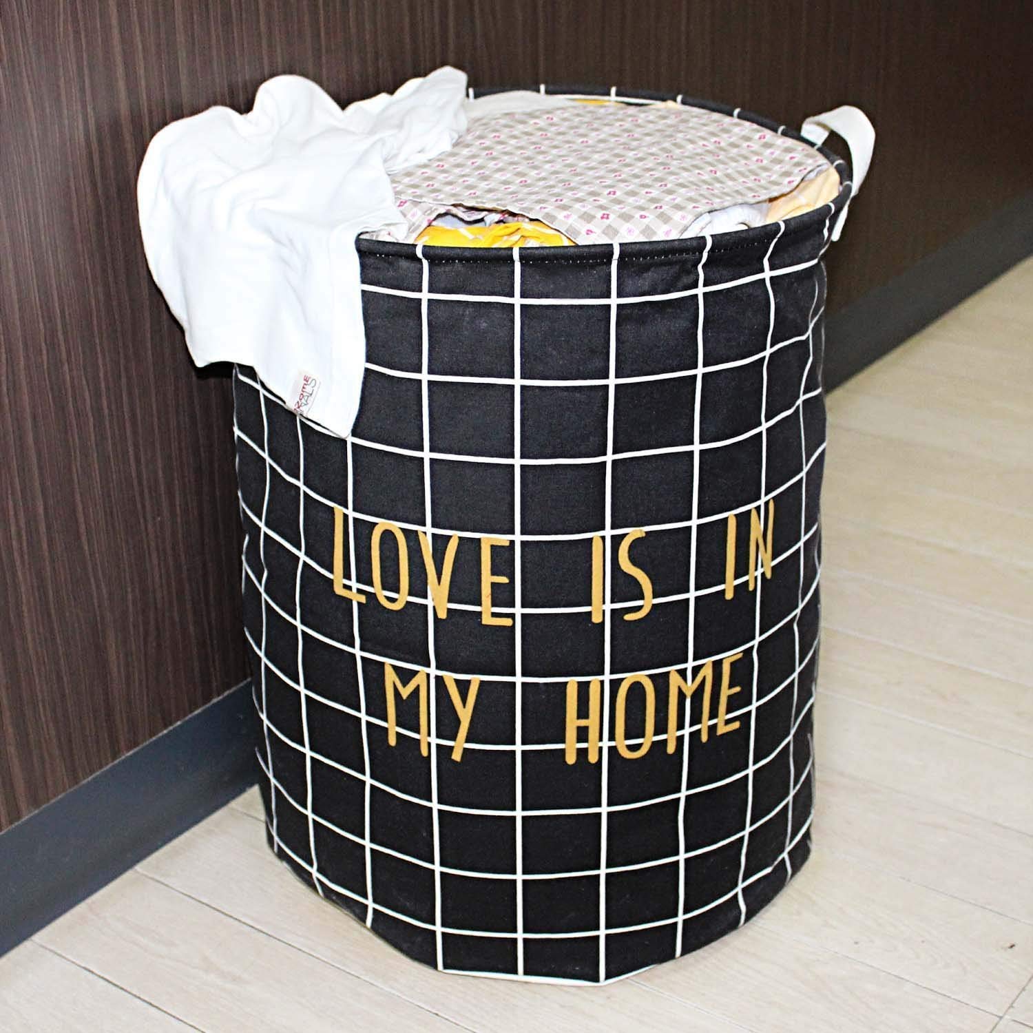 Styleys Foldable Cloth Laundry Bag Hamper, Large 63 Litere (S11052 - Black Stripe)
