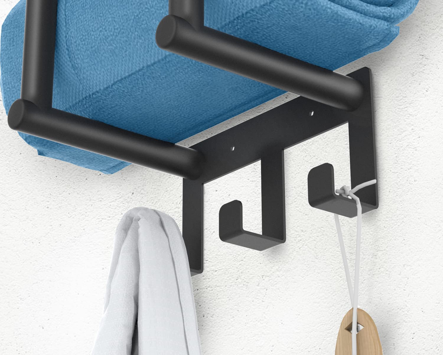Bethom Towel Rack With Metal Shelf And 3 Hooks For Small Bathroom, Towel Storage Wall Can Holds Up To 3 Large Size(63X40 Inch) O