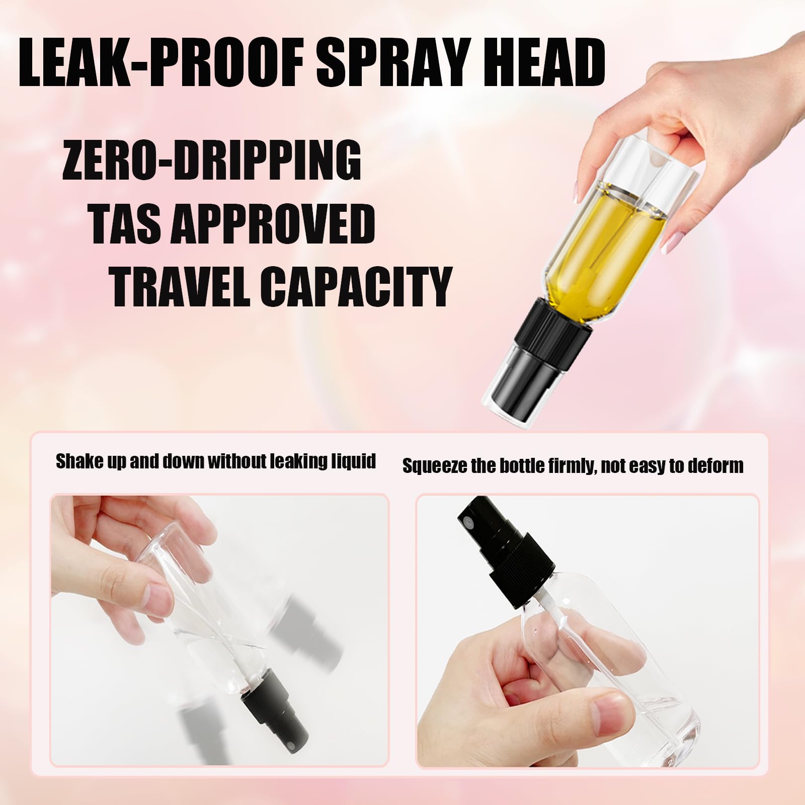 Evancent 50Pack 4Oz Spray Bottles Plastic, 120Ml Small Spray Bottle Bulk Black Fine Mist Sprayer, Portable Empty Refillable Cont