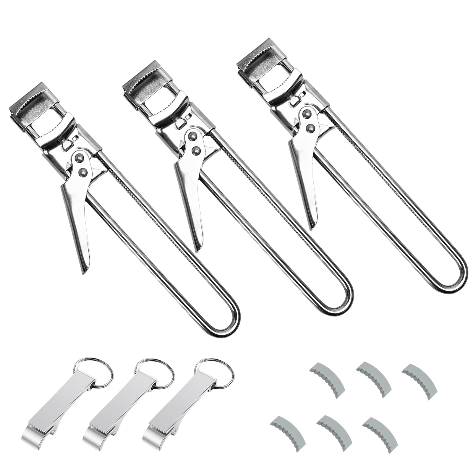 3Pack Adjustable Stainless Steel Jar Opener  Multifunctional Jar Opener for Weak Hands, Seniors with Arthritis  Includes Keyc