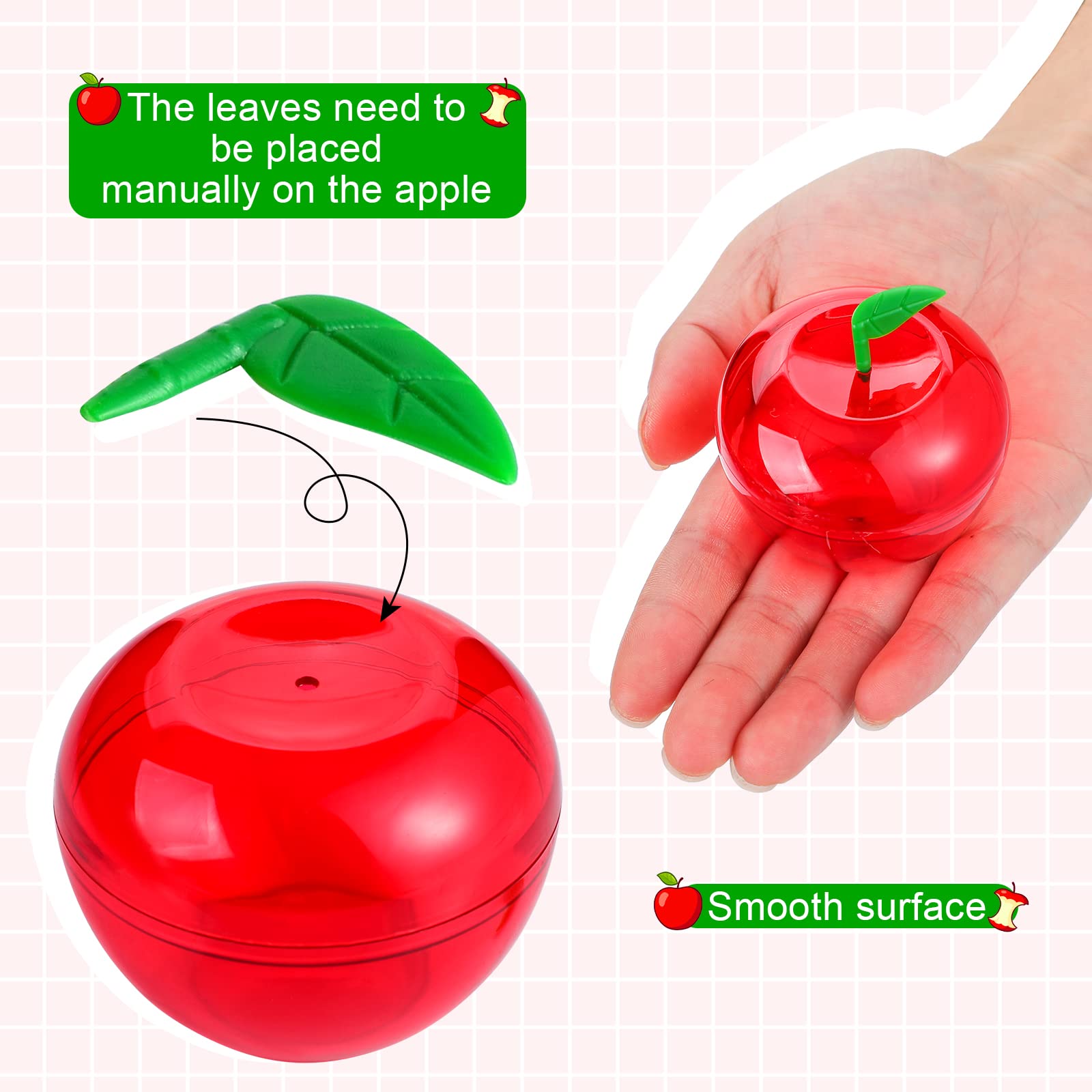 Lallisa 100 Pcs Plastic Apple Container Back to School Party Favor Teacher Gifts Plactics Apple Shaped Candy Jar Box Student Gif