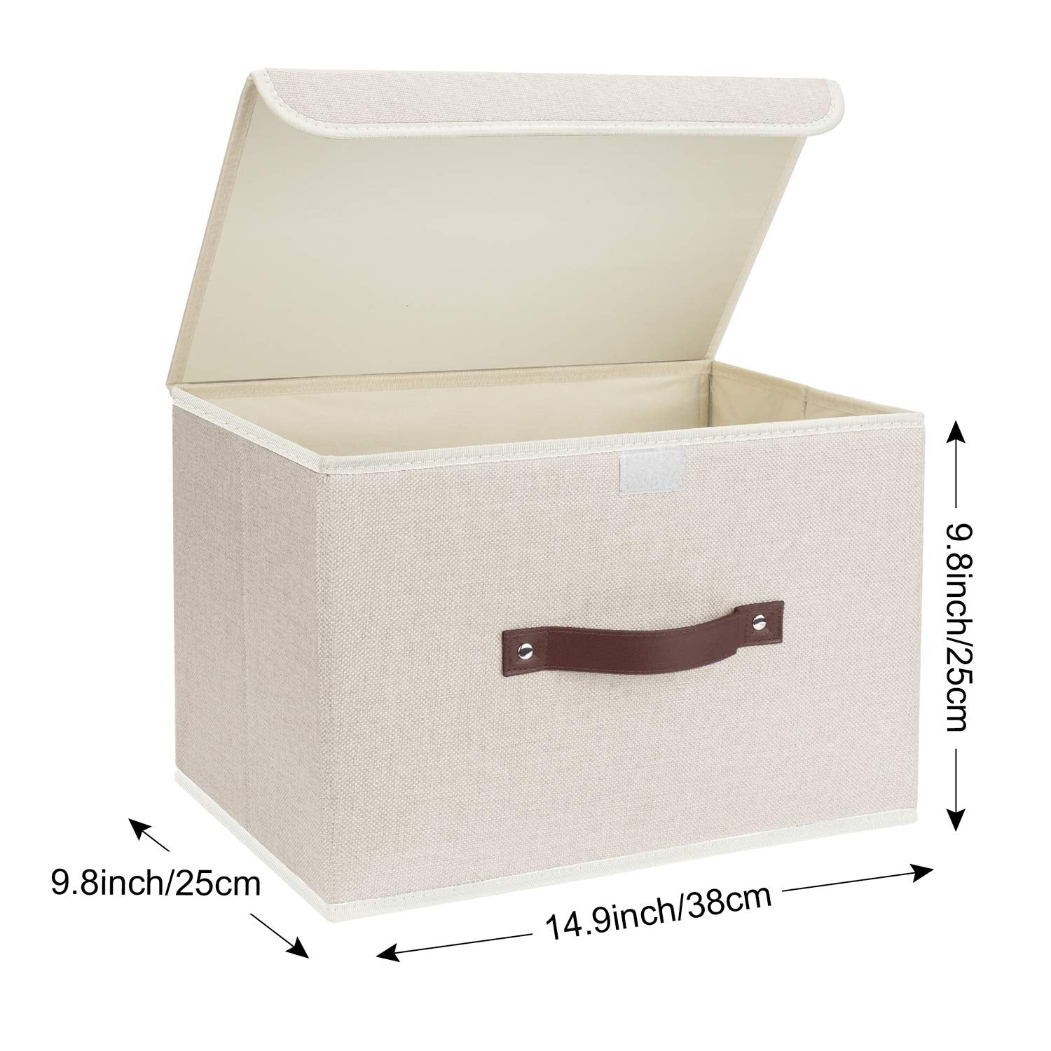 TYEERS Foldable Storage Boxes with Lids 3 Pack Fabric Storage Bins with Lids  Closet Organizers for Clothes Storage  Room Organization  Office Storage  Toys - Beige