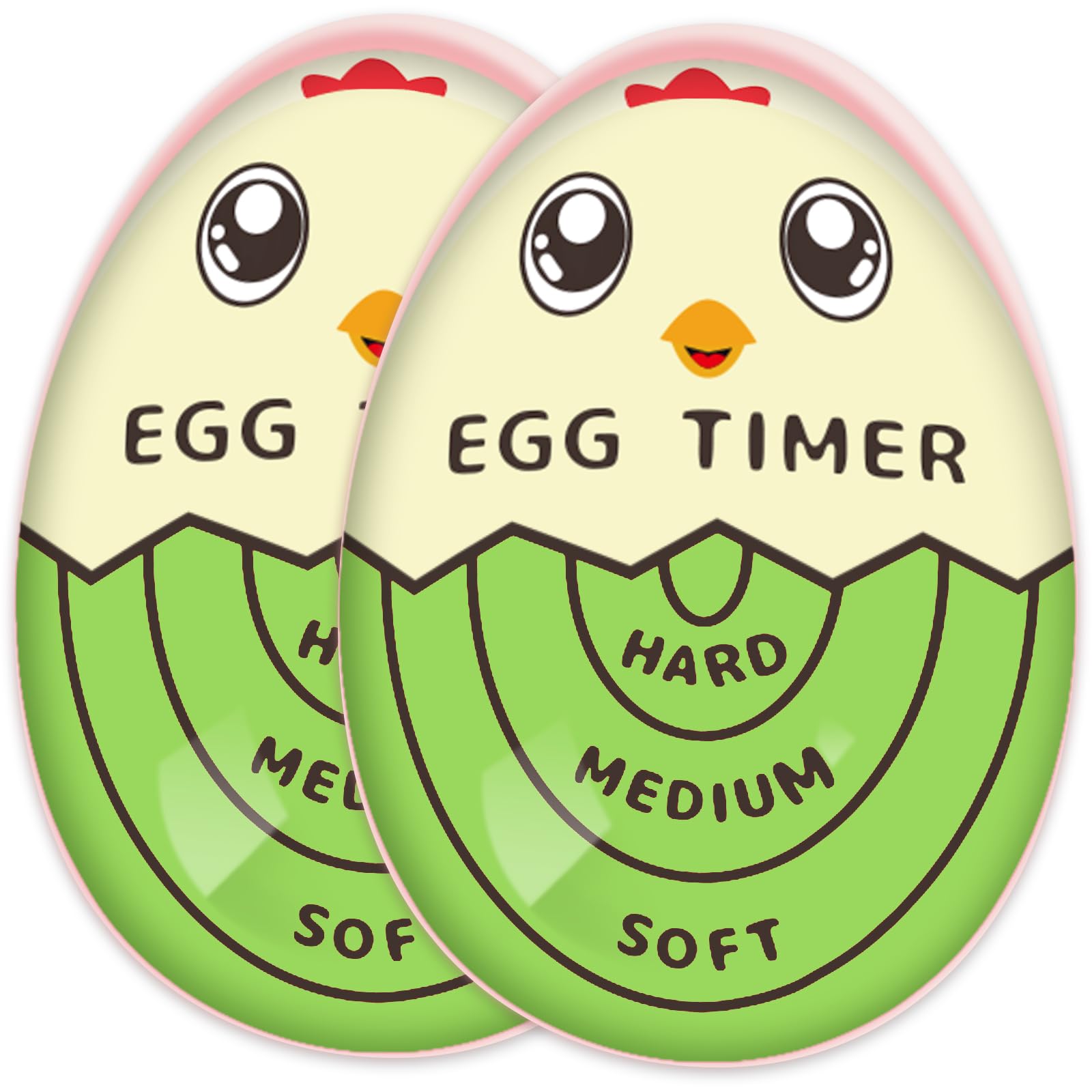 Lasubst Egg Timer for Boiling Eggs That Changes Color When Done, Green, Pack of 2