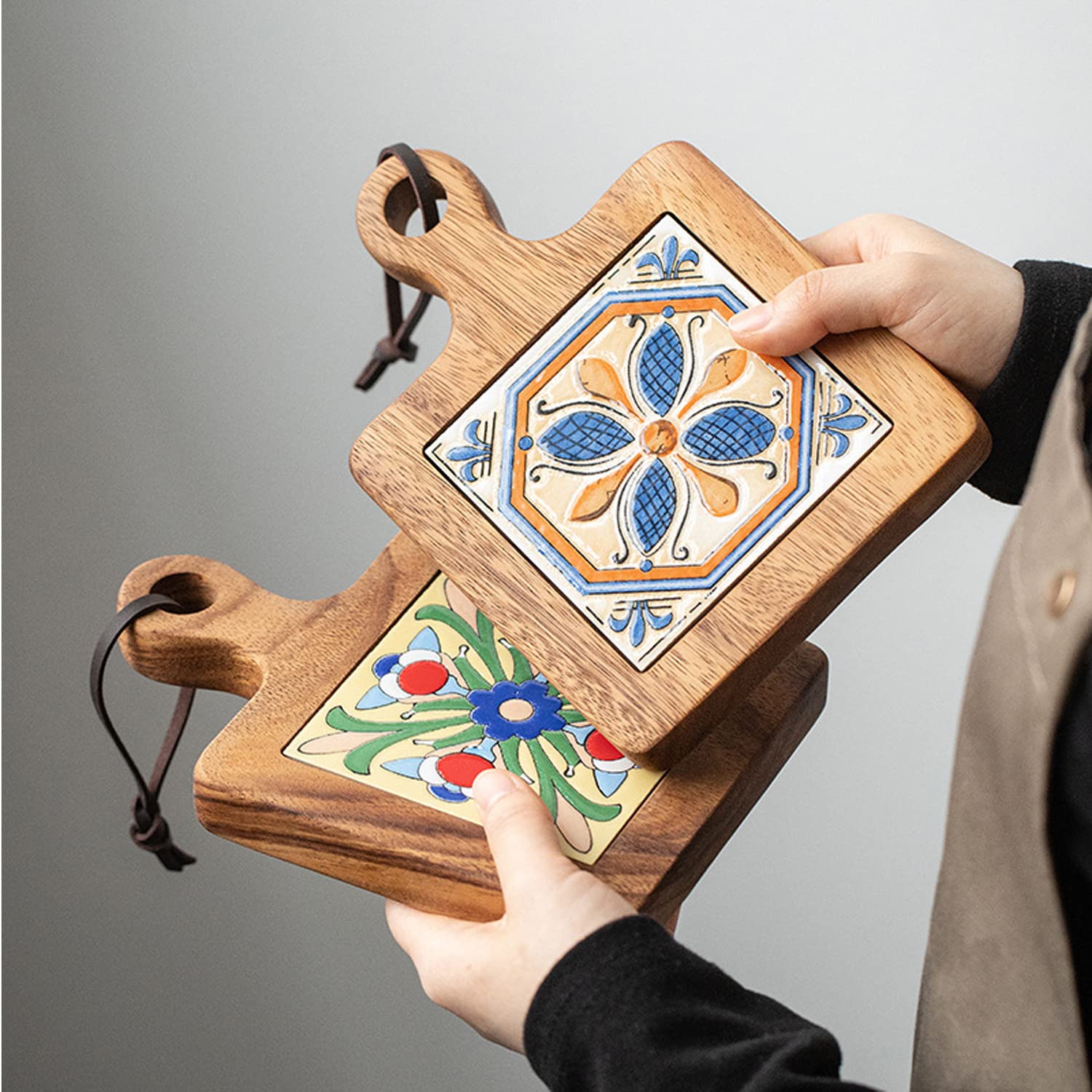 Natural Wood Tiles Pot Mat,Anti-Scalding Plate Mat Drink Coasters For Hot Tea Pots And Pans Pad Holders,Kitchen Counter Accessor