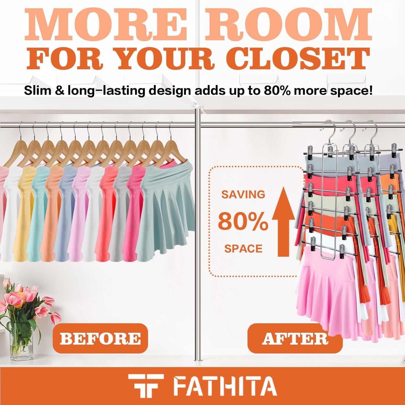 3 Pack Pants-Hangers-Space-Saving,6 Tier Skirt-Hangers With Clips For Closet-Organizers-And-Storage,Foldable Dorm-Room-Essential