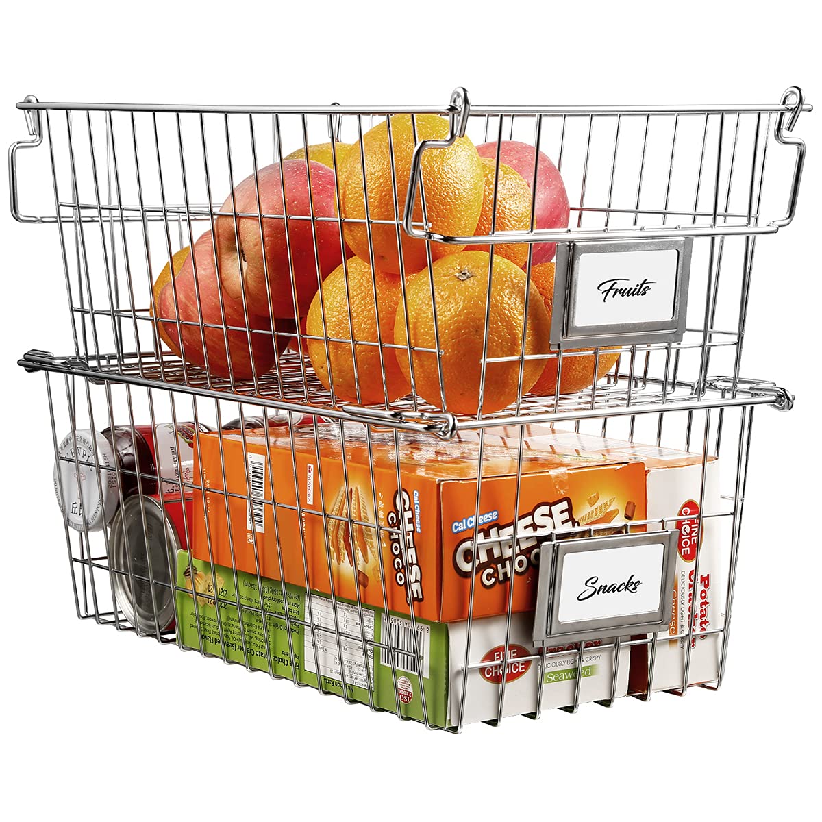 Orgneas 15''X9''X5.7'' Large Stackable Wire Baskets For Pantry Organization And Storage, Chest Freezer Organizer Bins Metal Bask