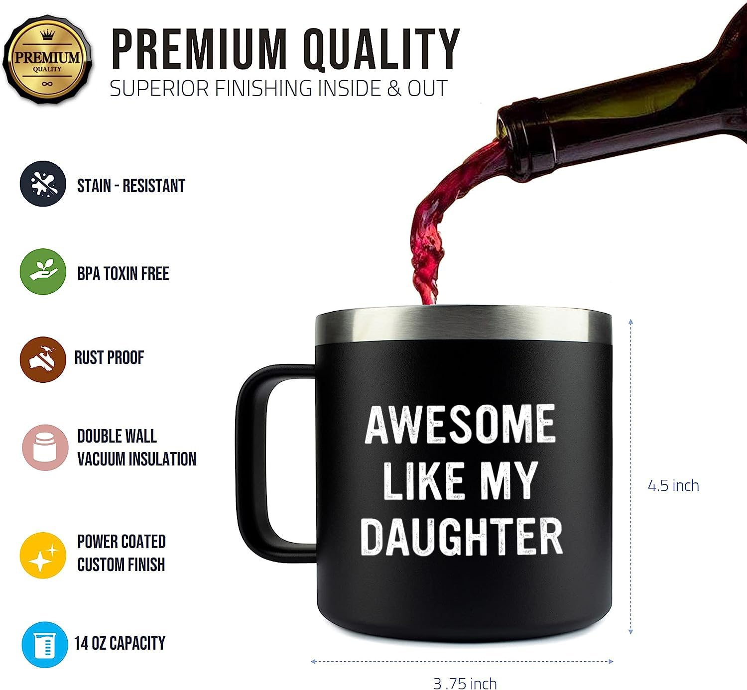 Edizzone Funny Mug for Dads Fathers Day Gift from Daughter Wife (Awesome Like My Daughter) Dad Gifts, Best Dad Birthday Gift - C