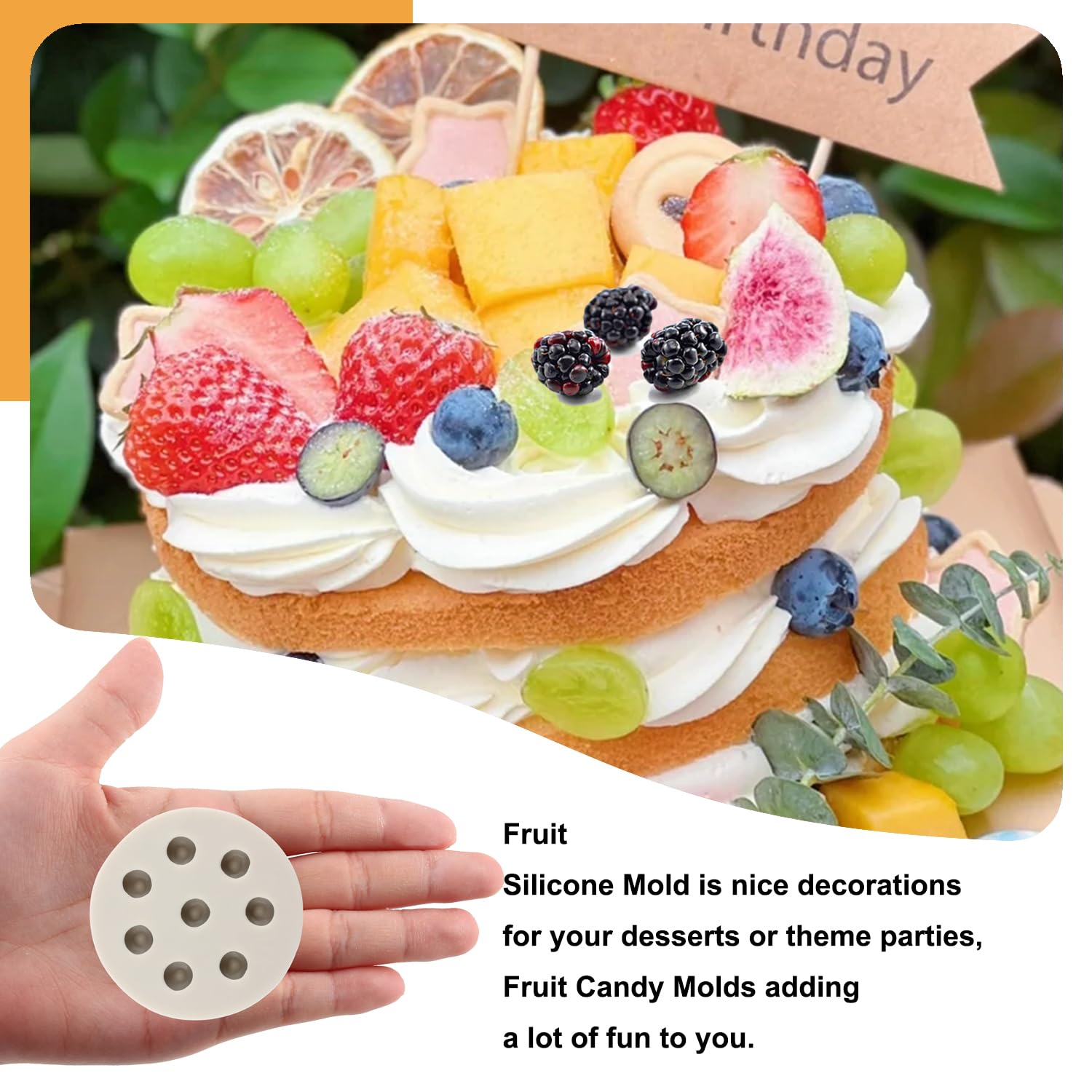 Sijiangmold Blueberry Raspberry Strawberry Fondant Molds Nuts Berries Silicone Mold Spices Star Anise Cinnamon Lemon Mold For Ca