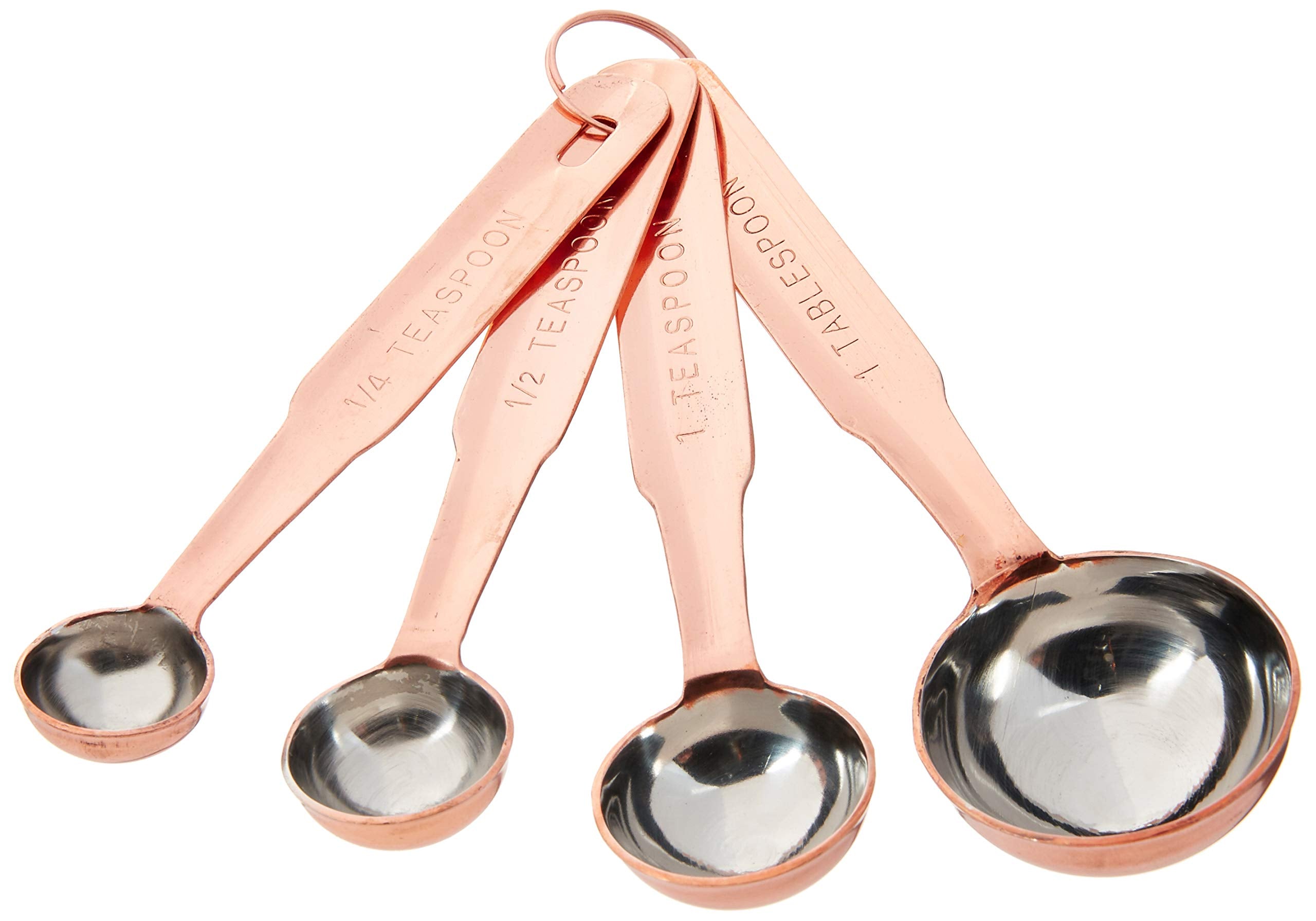 Creative Co-Op Set Of 4 Stainless Steel Measuring Spoons In Copper Finish