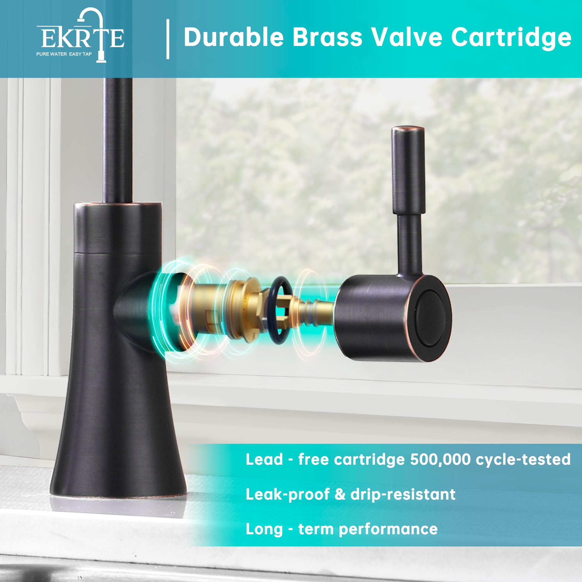 EKRTE Commercial Water Filtration Faucet Brass Drinking Water Purifier Faucet  Oil Rubbed Bronze Kitchen Bar Sink Drinking Water Purifier Faucet