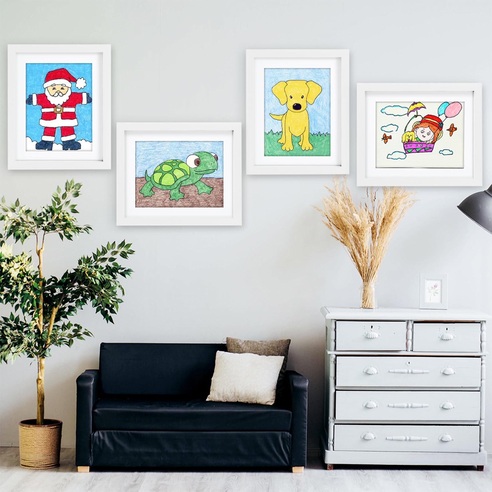 8x10 White Picture Frames Natural Solid Wood 4 Pack for Wall Mounting and Tabletop Display