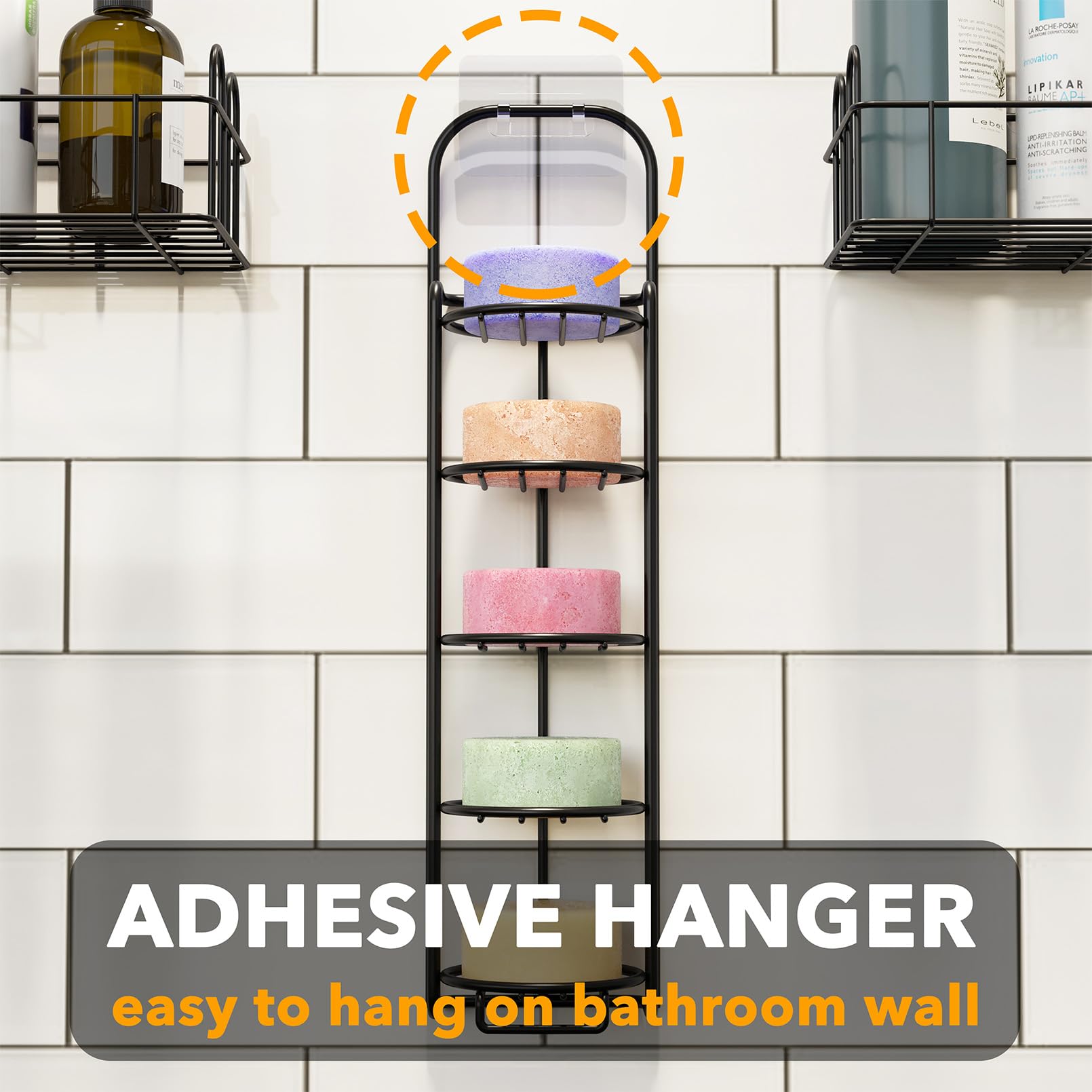 Spaceaid 5 Tier Shampoo Bar Holder For Shower, Self Draining Soap Bar Holders Caddy For Bathroom Wall And Kitchen Sink, Shampoo