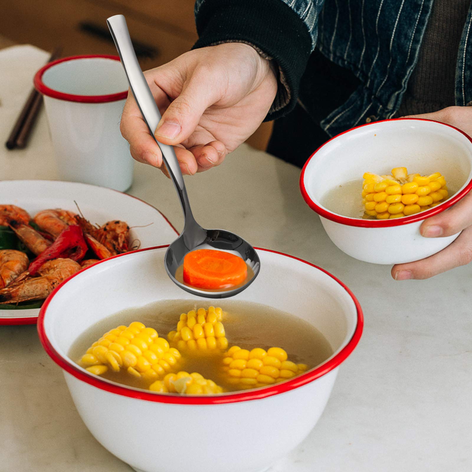 Nicesh 3 Piece Stainless Steel Gravy Ladle, Kitchen Small Table Ladle