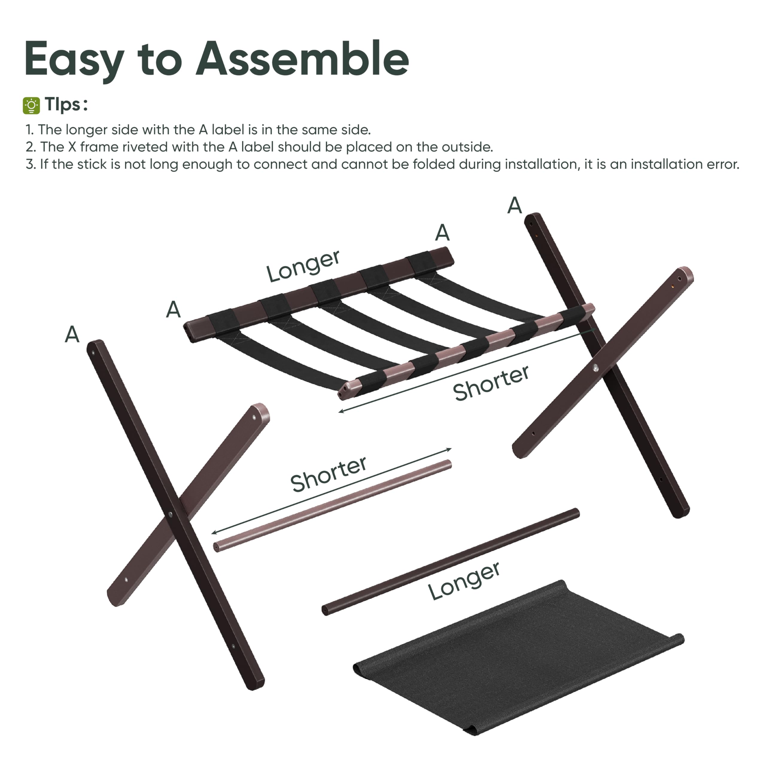 Smart Fendee 2 Pack Luggage Rack, Folding Luggage Rack For Guest Room, Brown Bamboo Suitcase Stand Holds Up To 131 Lb, Luggage S