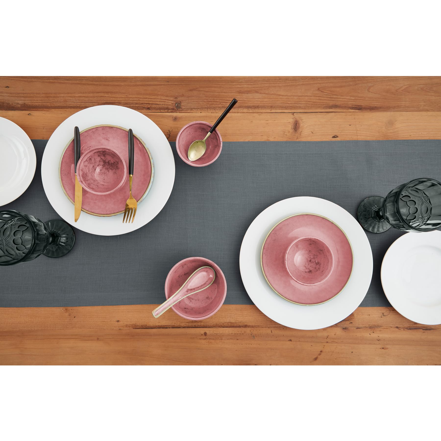 Solino Home Linen Table Runner 120 Inches Long - 100% Pure Linen Dark Grey Dining Table Runner 14 x 120 Inch for Fall, Autumn, W