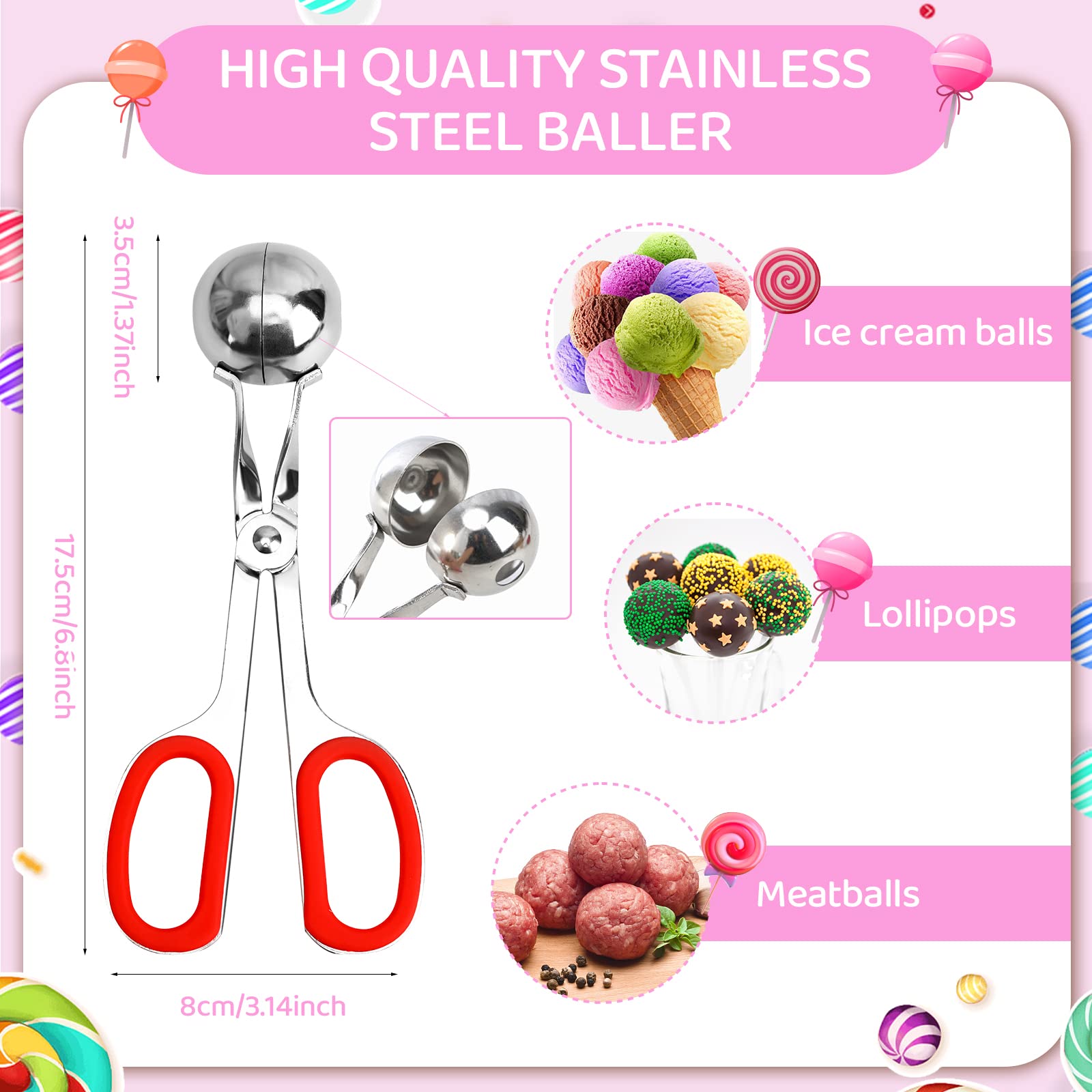 Cake Pop Kit, Including 100 Cake Pop Sticks And Wrappers, 100 Twist Ties, 1 Cake Pop Scooper And Decorating Pen, Cake Pops Makin