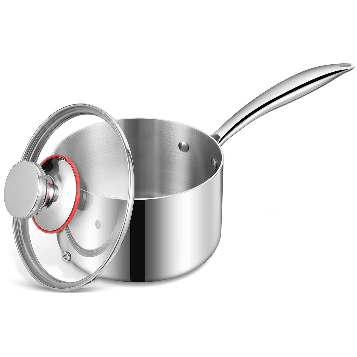 Lianyu 1Qt Saucepan, Tri-Ply 18/10 Stainless Steel Sauce Pan With Lid, 1 Quart Saucepan Cooking Pot For Pasta Soup, Small Induct