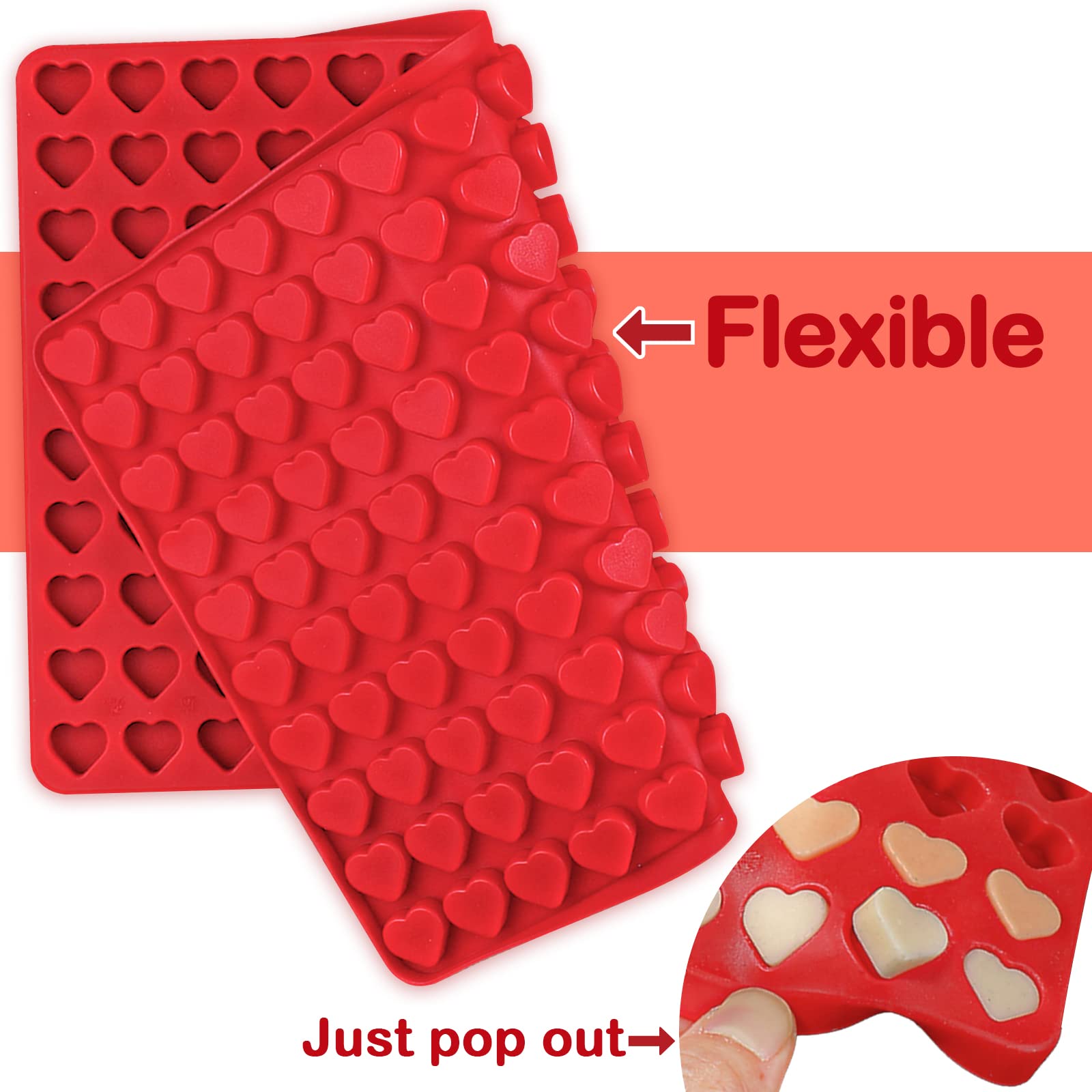 Webake Mini Heart Mold, 150 Cavities Heart Mould Silicone Gummy Candy Chocolate Mold Baking Tray For Homemade Treats Valentine'S