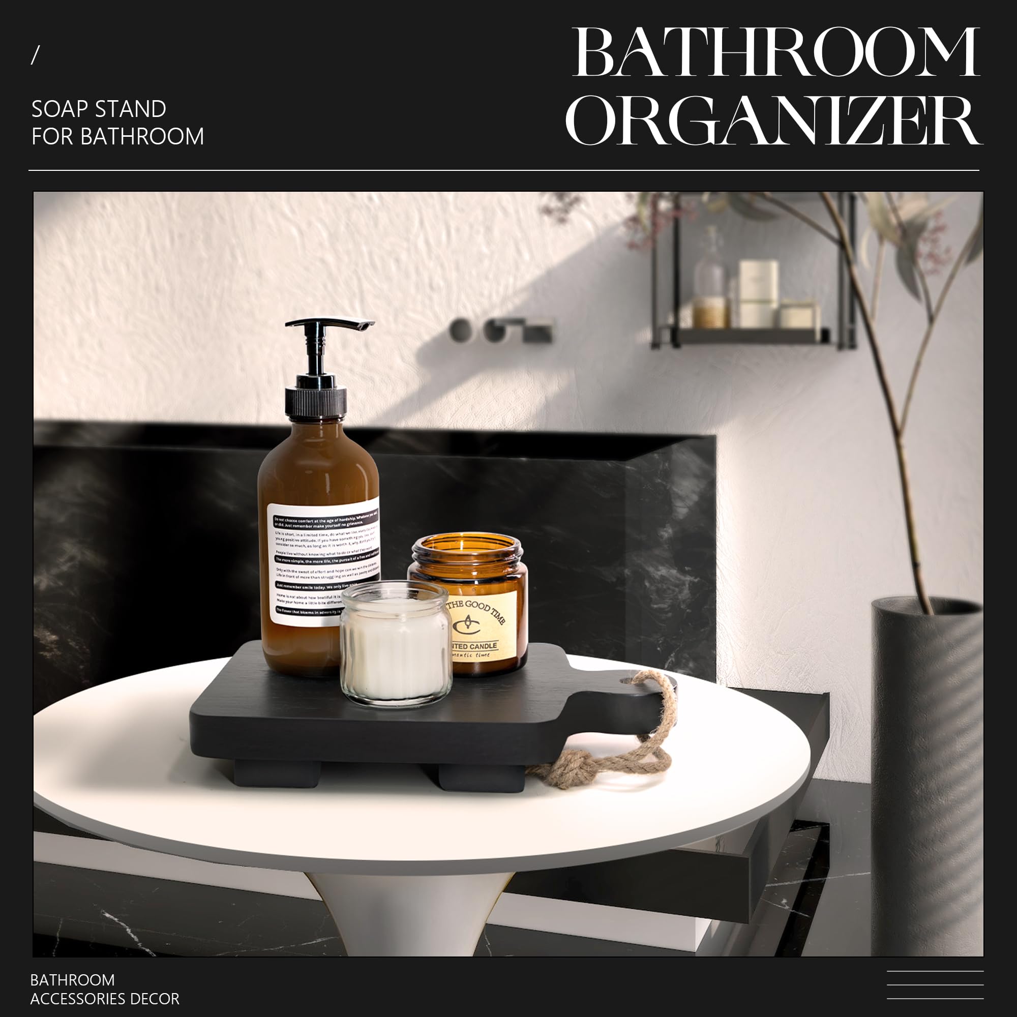 Eosahr Modern Wooden Riser For Display Decorations: Decorative Pedestal Stand For Soap Dispenser Tray And Sponge Holder - Farmho