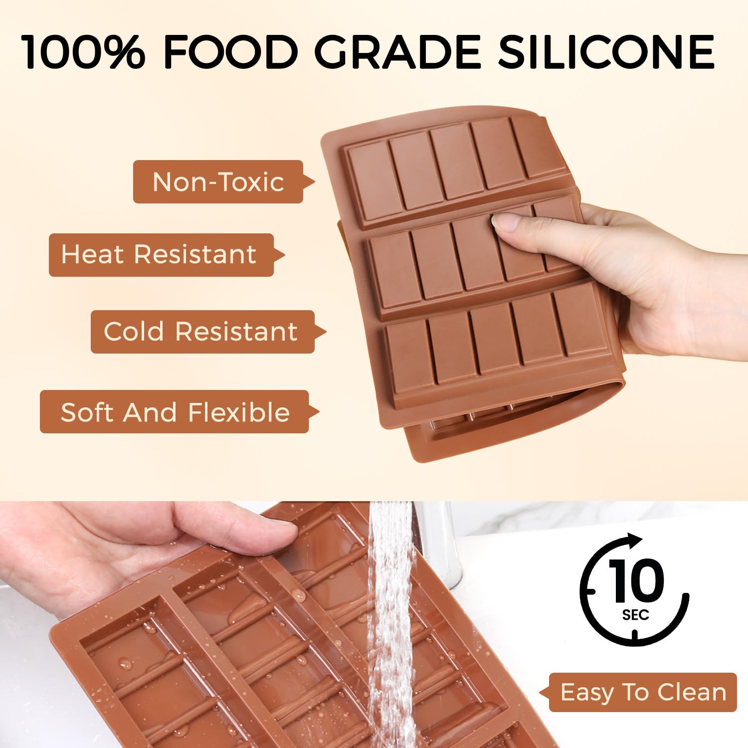 Fimary Chocolate Bar Mold - Non-Stick Chocolate Molds, Food Grade Silicone Deep Chocolate Bar Mold For Milk Chocolate Bar,Dubai