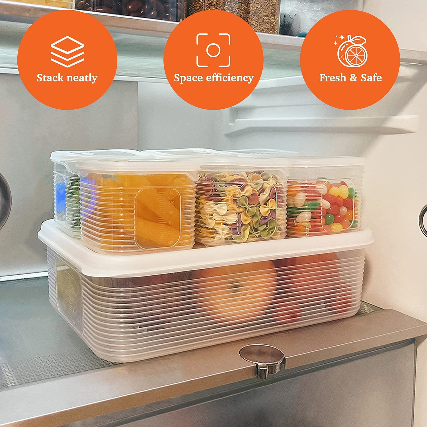 Tetebak Food Storage Containers With Lids Airtight - 6Pcs Removable Individual Bpa-Free Plastic Food Containers For Pantry Organ