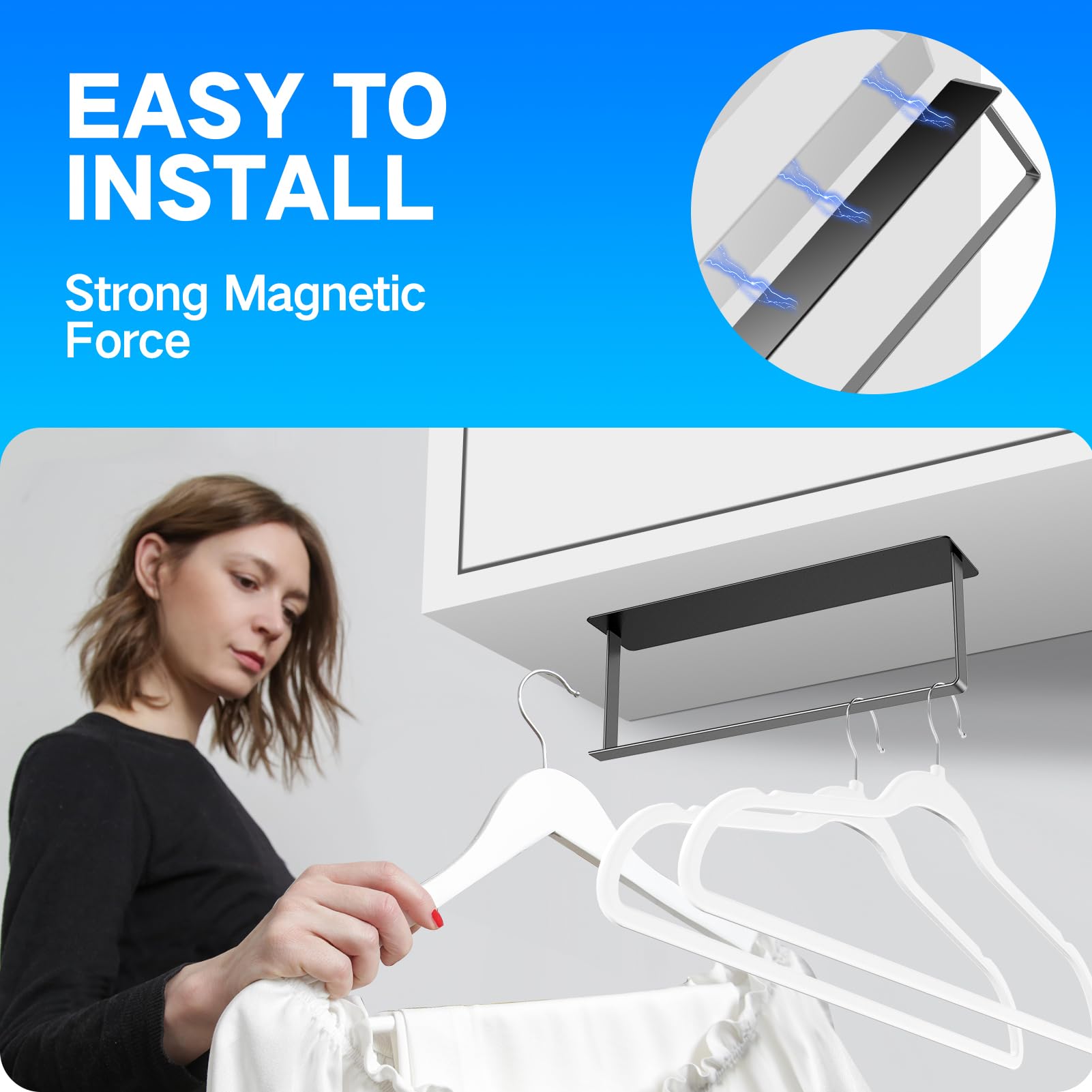 Lectrus Powerful Magnetic Hanger Organizer Stacker- Easy Install For Dryer And Washer, Space Saving Hanger Holder For Your Laund