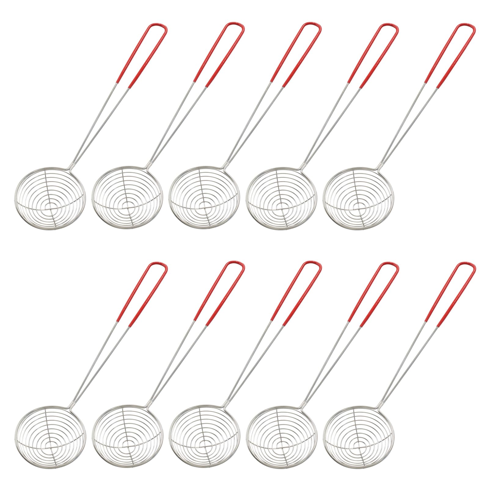 PHITUODA Stainless Steel Spider Strainer Spoon, 2.5 Inch, Red, 10 Pack
