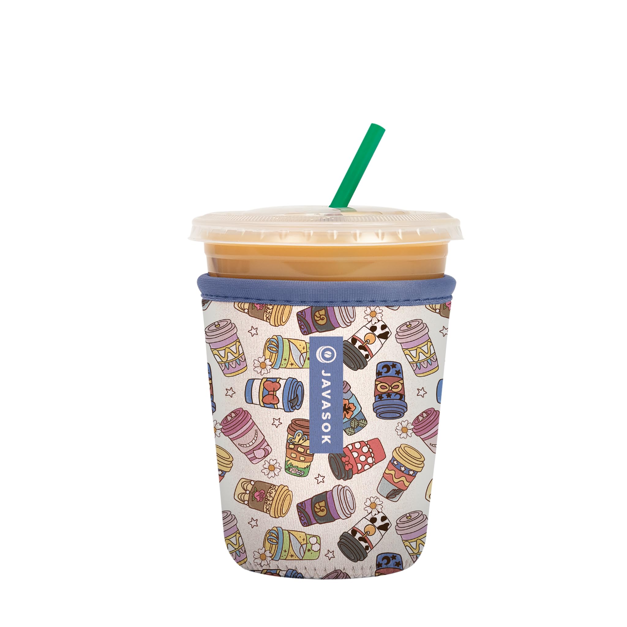 Sok It JavaSok Iced Coffee & Cold Soda Insulated Neoprene Cup Sleeve (Happiest Cup, Small: 16-20oz)