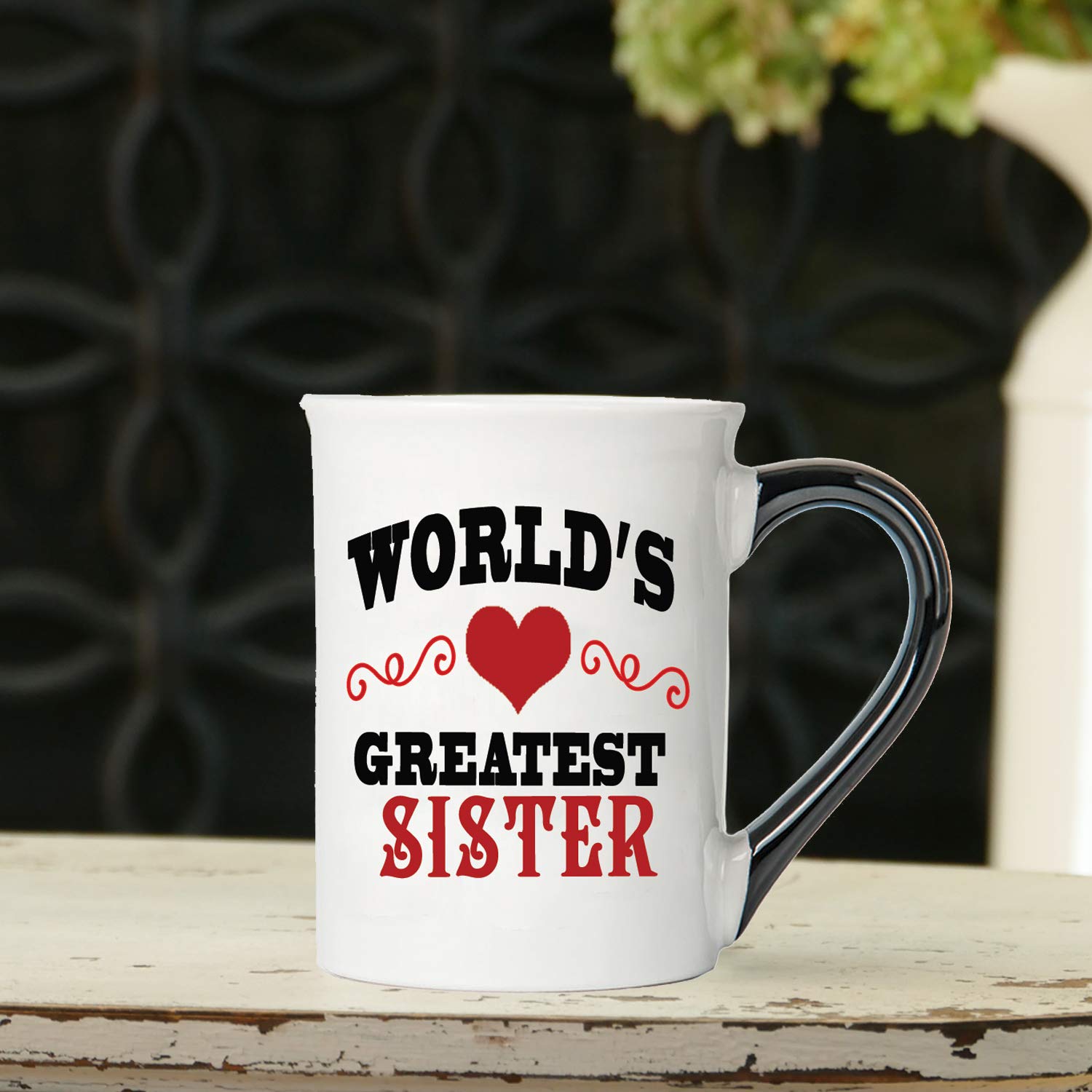 Cottage Creek World's Greatest Sister Mug, Large 16oz. Ceramic Sister Coffee Mug