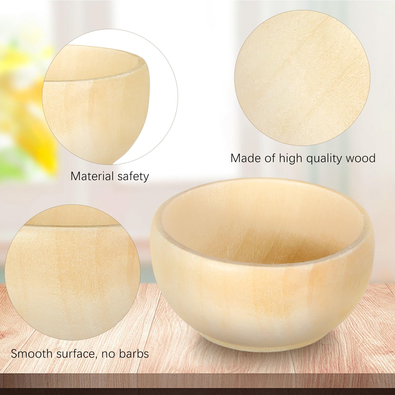 Uiifan Set Of 40 Wood Small Bowls Unfinished Wood Sauce Bowl Wooden Mini Round Bowl Serving Craft Bowls Kitchen Condiment Bowls