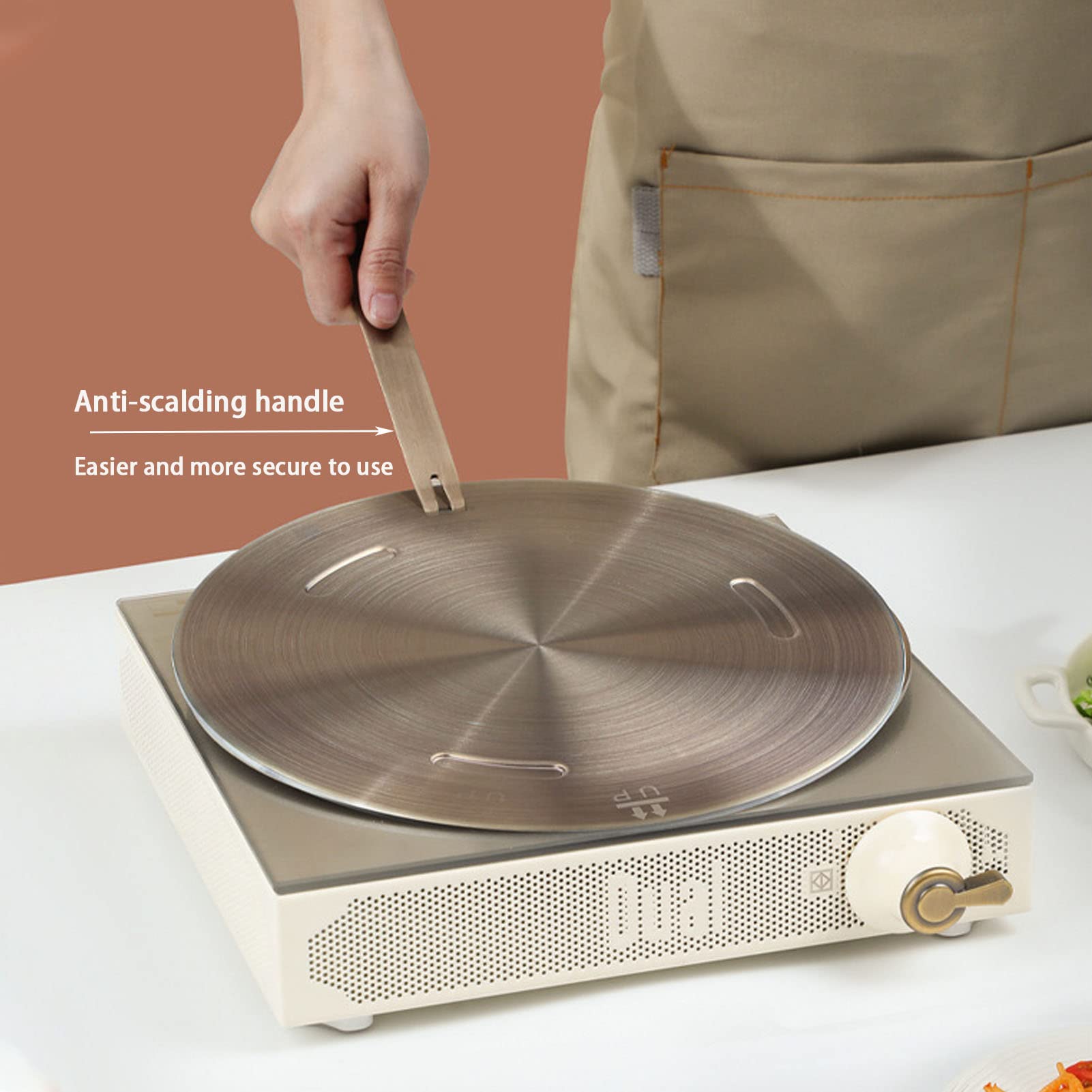 Jienaqin 11Inch Induction Cooktop Mat, Induction Converter Heat Diffuser Simmer Ring Plate,Stainless Steel Heat Diffuser Inducti