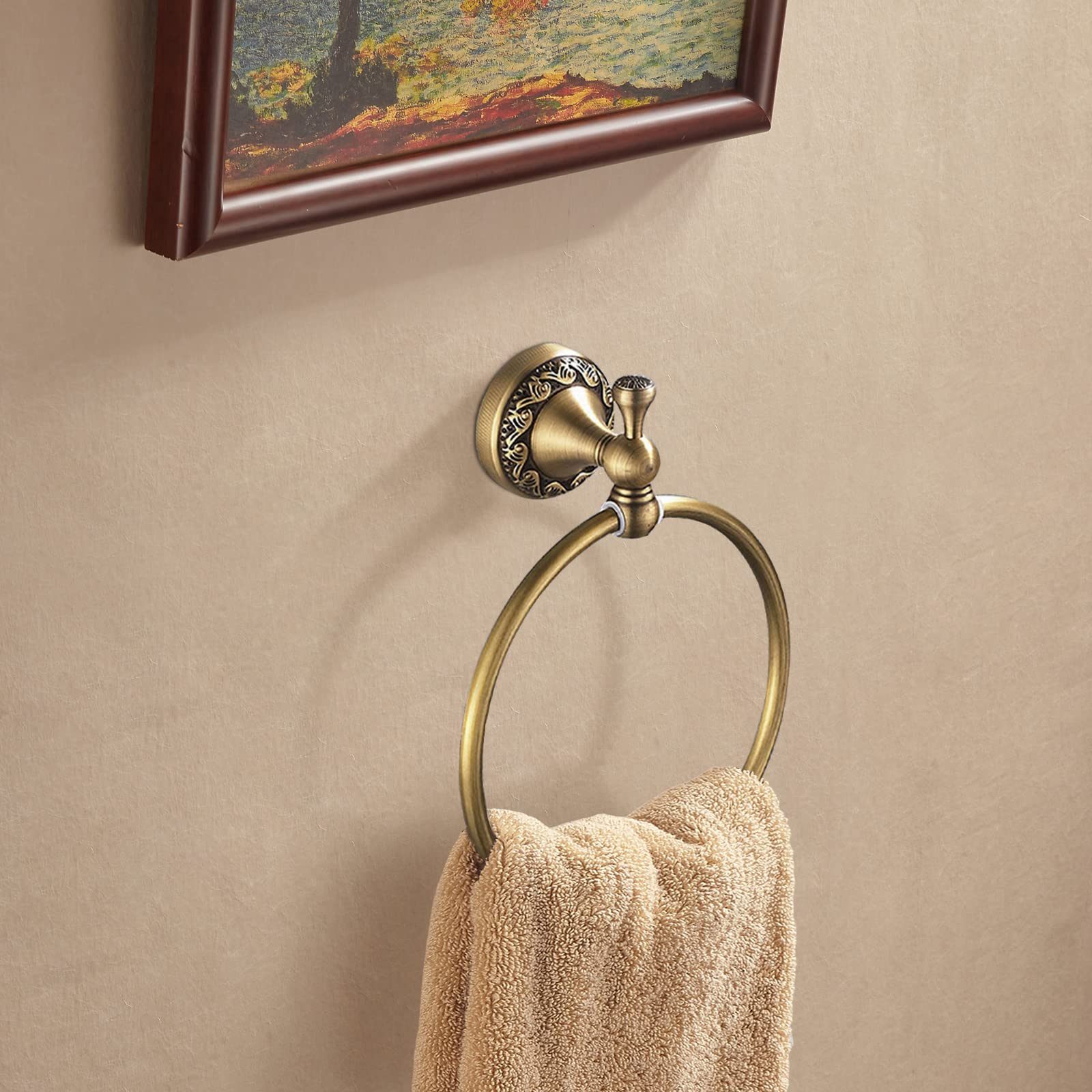 Leyden Brass Toilet Paper Holder,Antique Towel Ring Retro Hand Towel Holder Tissue Roll Paper Hanger Bathroom Accessories Wall M