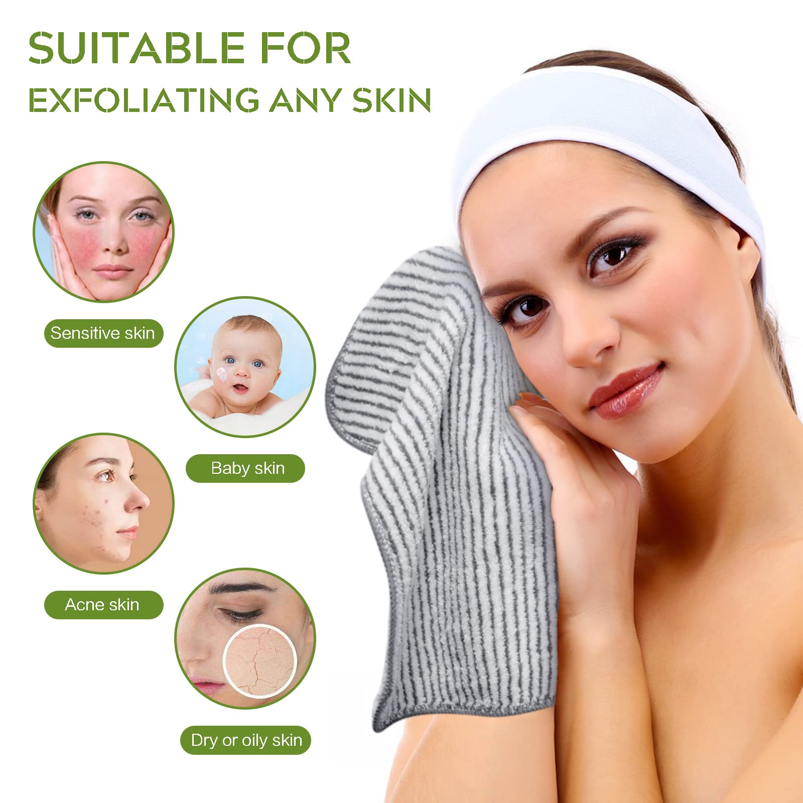 Sinland Microfiber Face Towels Ultra Soft Facial Washcloths Face Cloth For Bath 12Inch X 12Inch 6 Pack Stripe